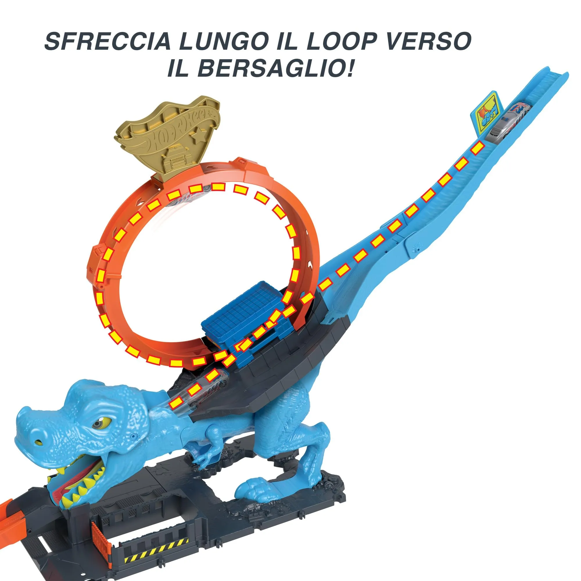 Hot Wheels City Pista con T-Rex e 1 macchinina, HNP77 - immagine 4