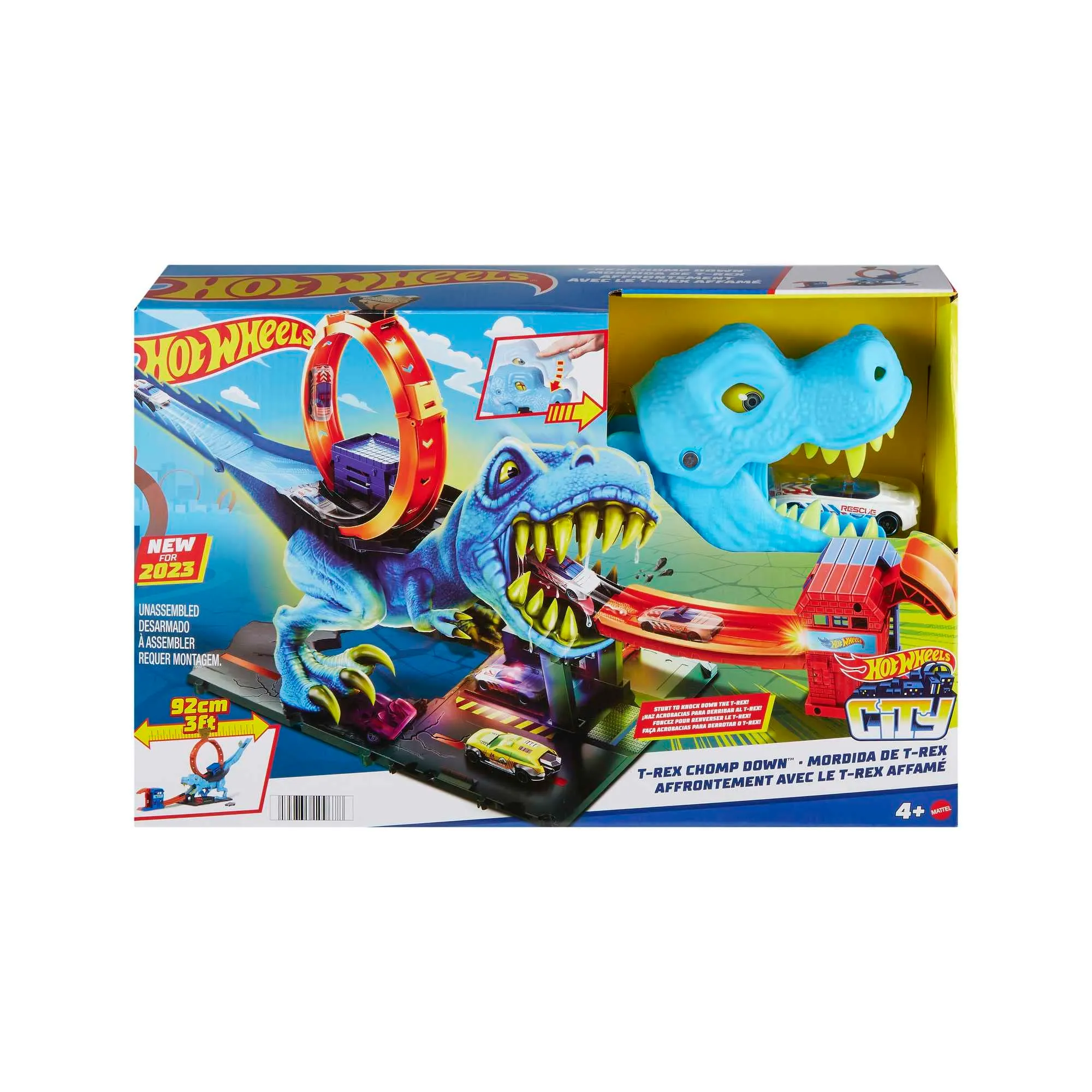 Hot Wheels City Pista con T-Rex e 1 macchinina, HNP77 - immagine 6