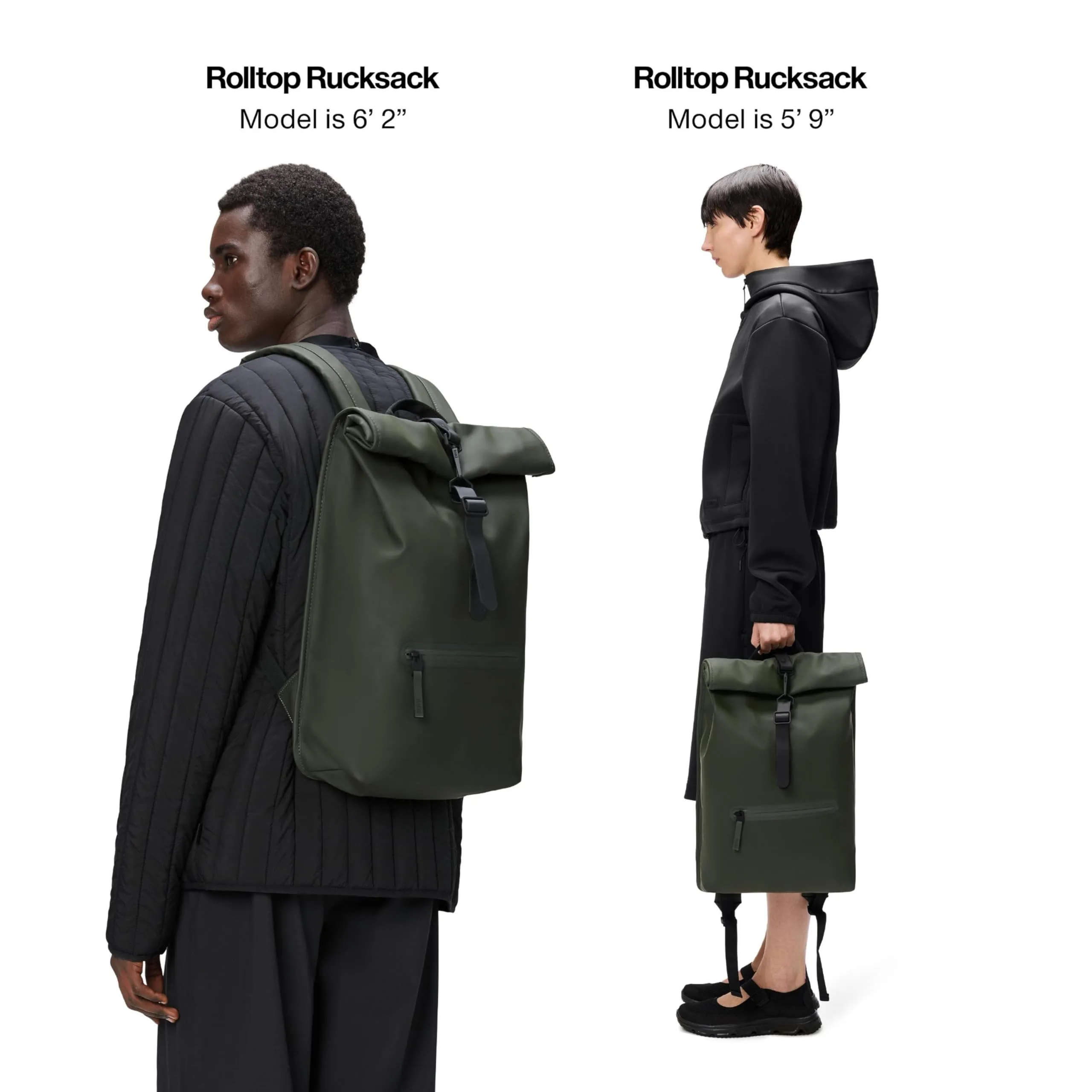RAINS Rolltop Rucksack 03 Verde - immagine 3