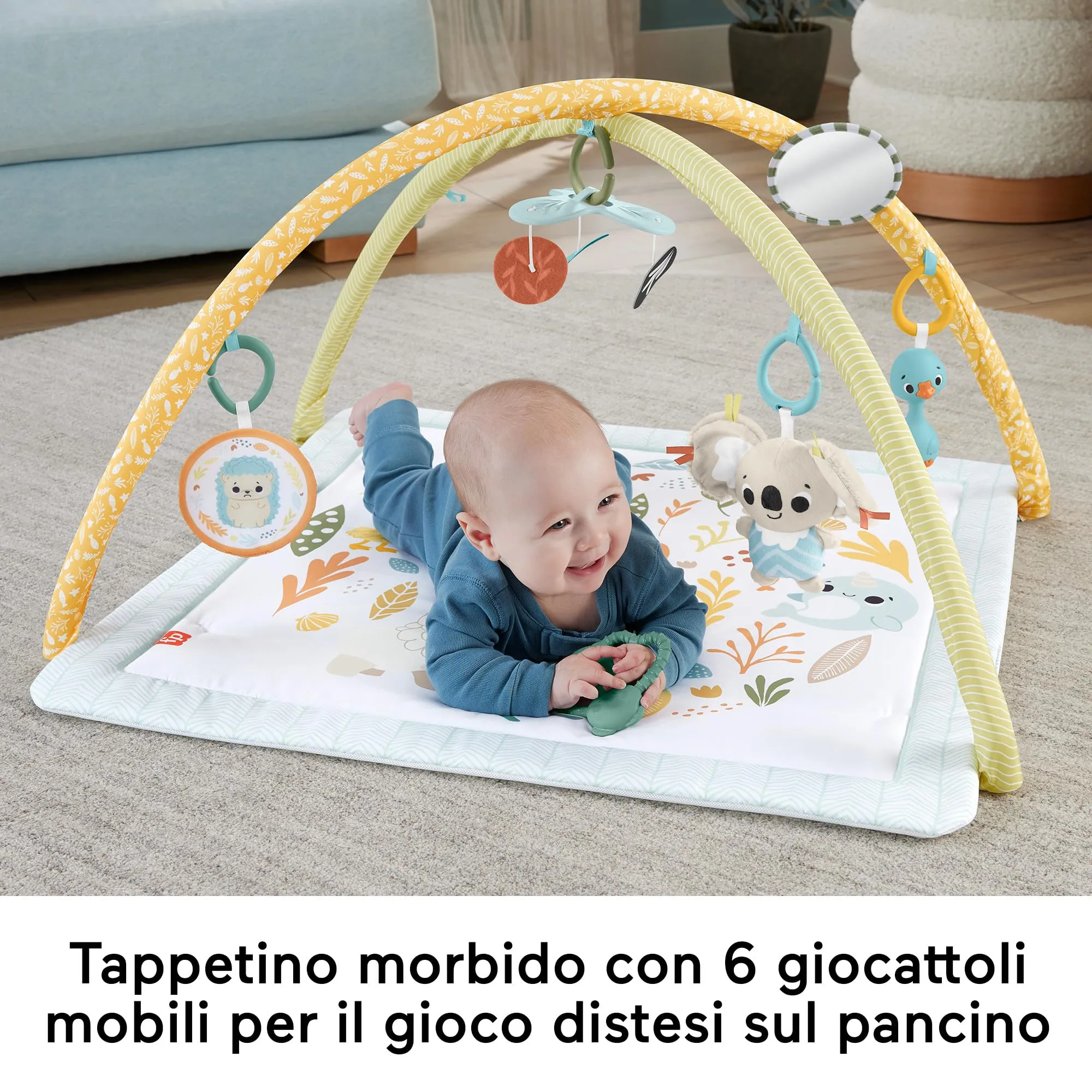 Fisher-Price Palestrina Multisensoriale per Neonati con Arco e 6 Giochi, HRB15 - immagine 4