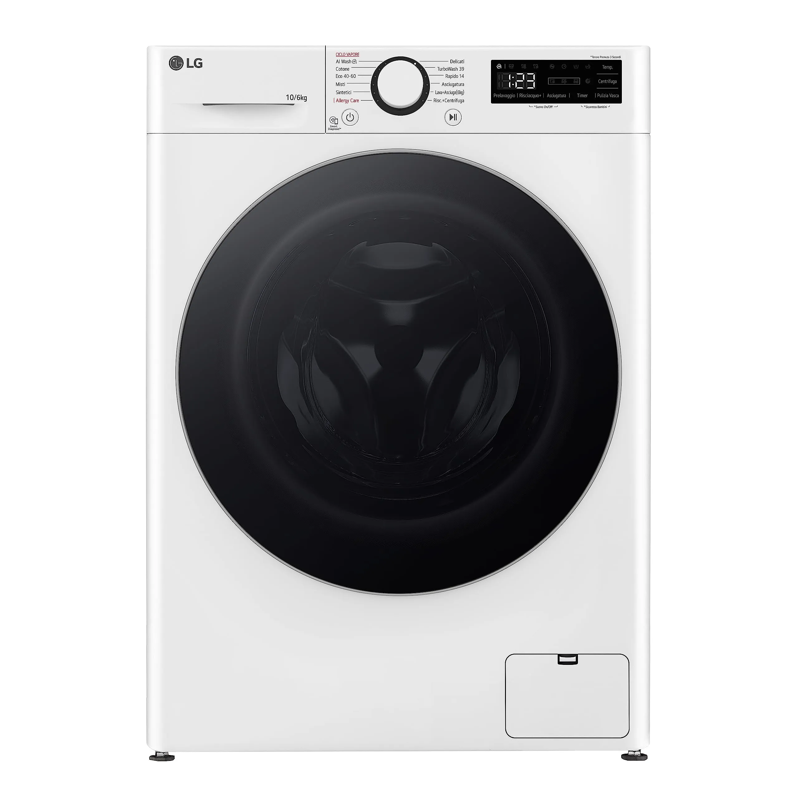 LG AI DD D4R5010TSWS Lavasciuga 10/6kg Serie R5, 1400 giri, TurboWash360, Steam, Eco Hybrid, Allergy Care, Inverter Direct Drive, Bianca - immagine 10