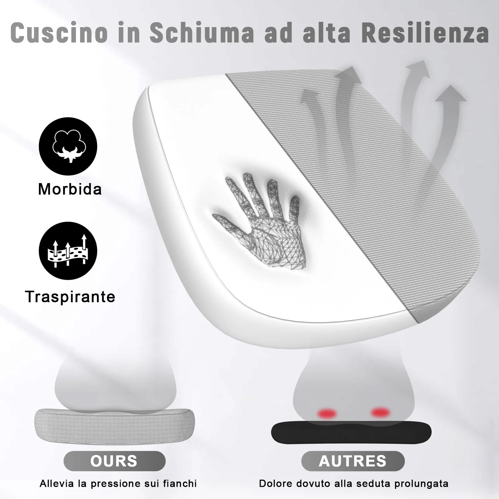 Rattantree Sedia da Ufficio Ergonomica con Supporto Lombare e Braccioli Regolabili, Grigio - immagine 5