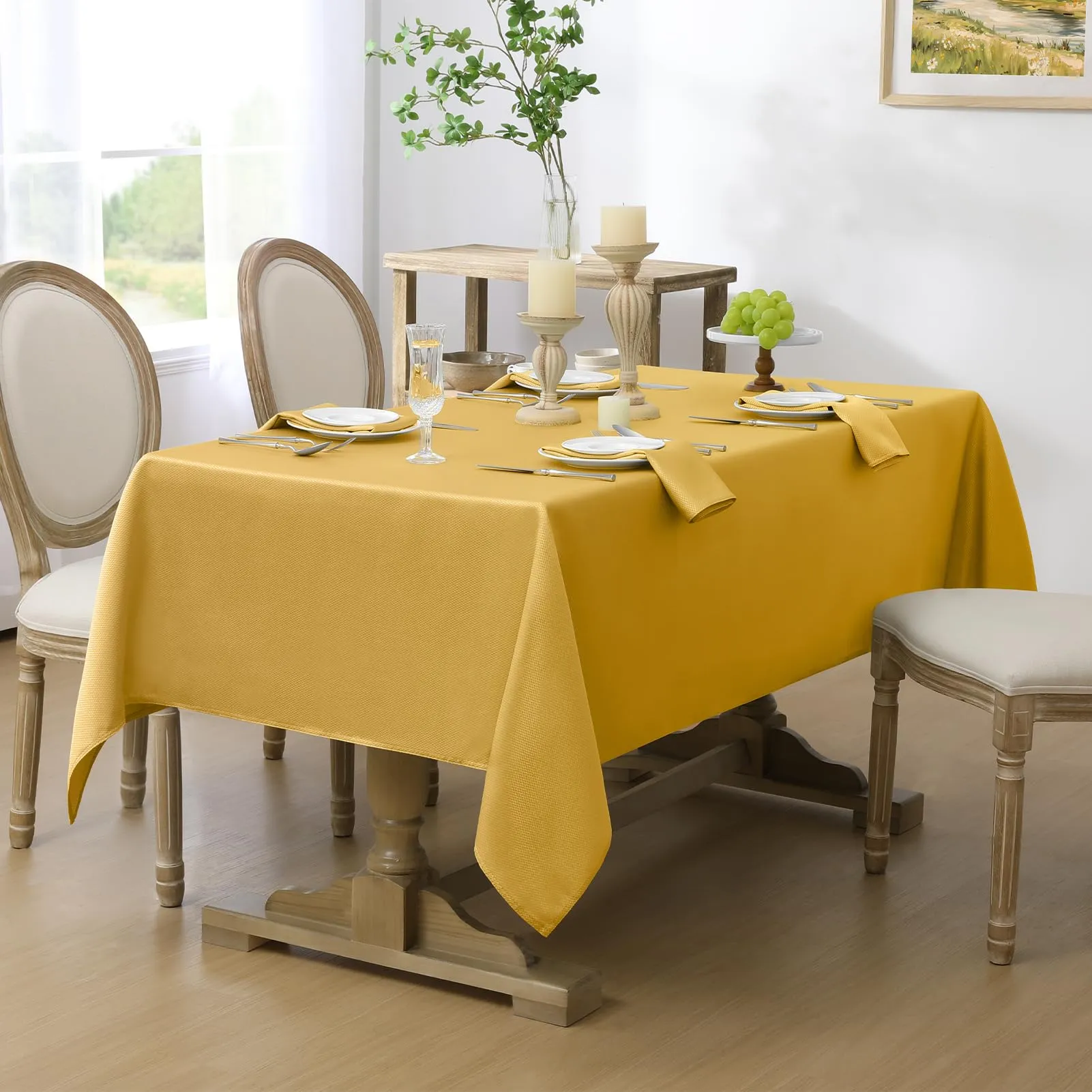 Softalker Tovaglia Natalizia in Tessuto Jacquard, 152 x 305 cm, Oro - immagine 2