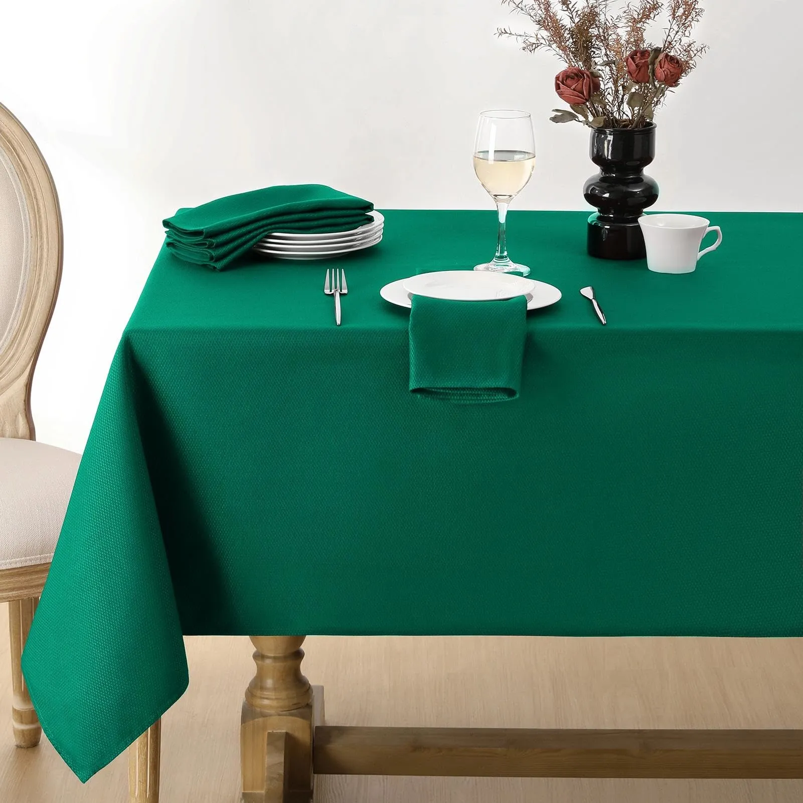 Softalker Tovaglia Natalizia in Jacquard, Impermeabile e Antimacchia, 152 x 213 cm, Verde - immagine 6