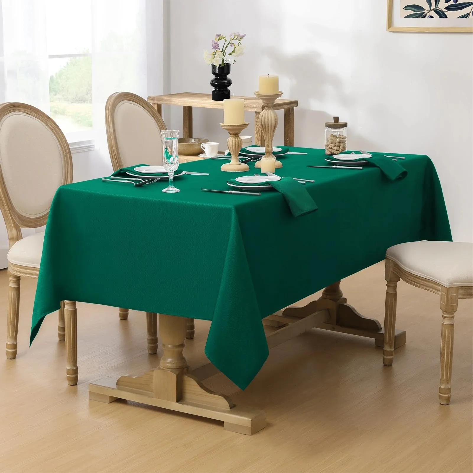 Softalker Tovaglia Natalizia Rettangolare in Tessuto Jacquard, Impermeabile e Antimacchia, 152 x 264 cm, Verde - immagine 2