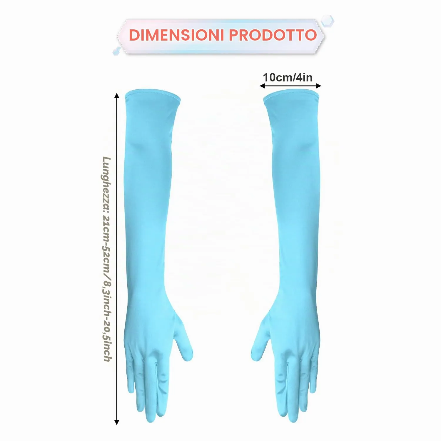 NQEUEPN Guanti Lunghi da Donna in Raso, 52cm, Azzurro Chiaro - immagine 2