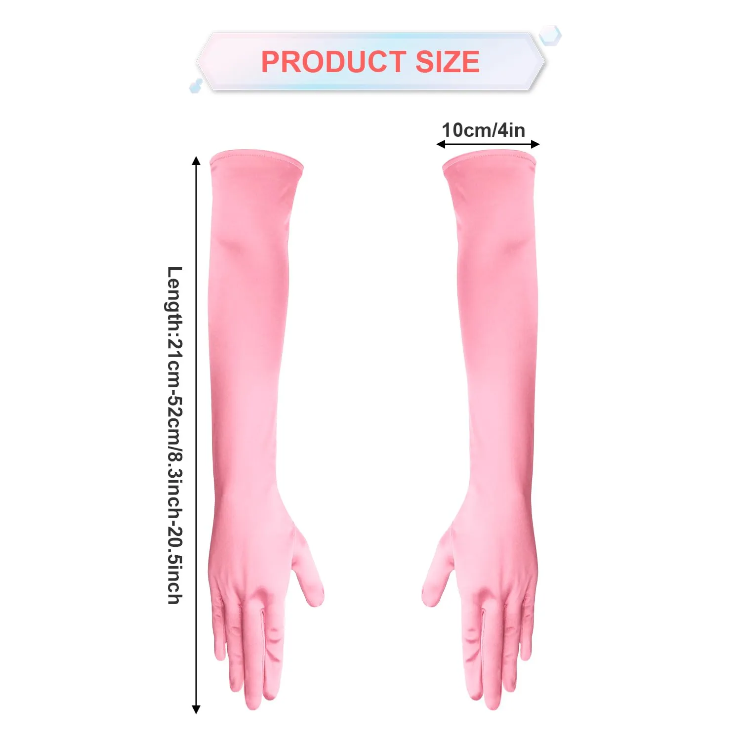 NQEUEPN Guanti lunghi in raso da donna, 52 cm, Rosa, S - immagine 2