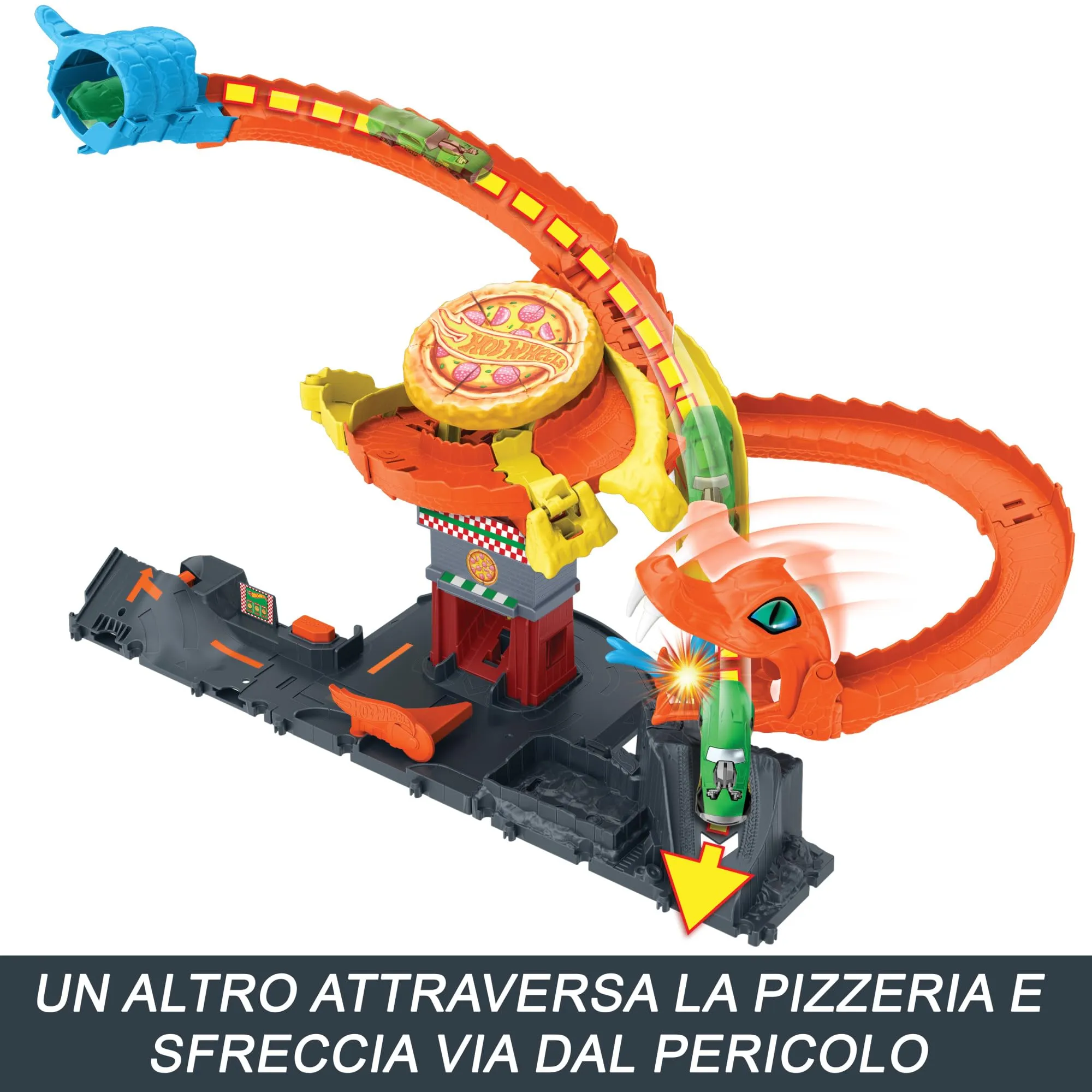 Hot Wheels City Attacco del Cobra in Pizzeria HTN81 con 1 macchinina - immagine 4