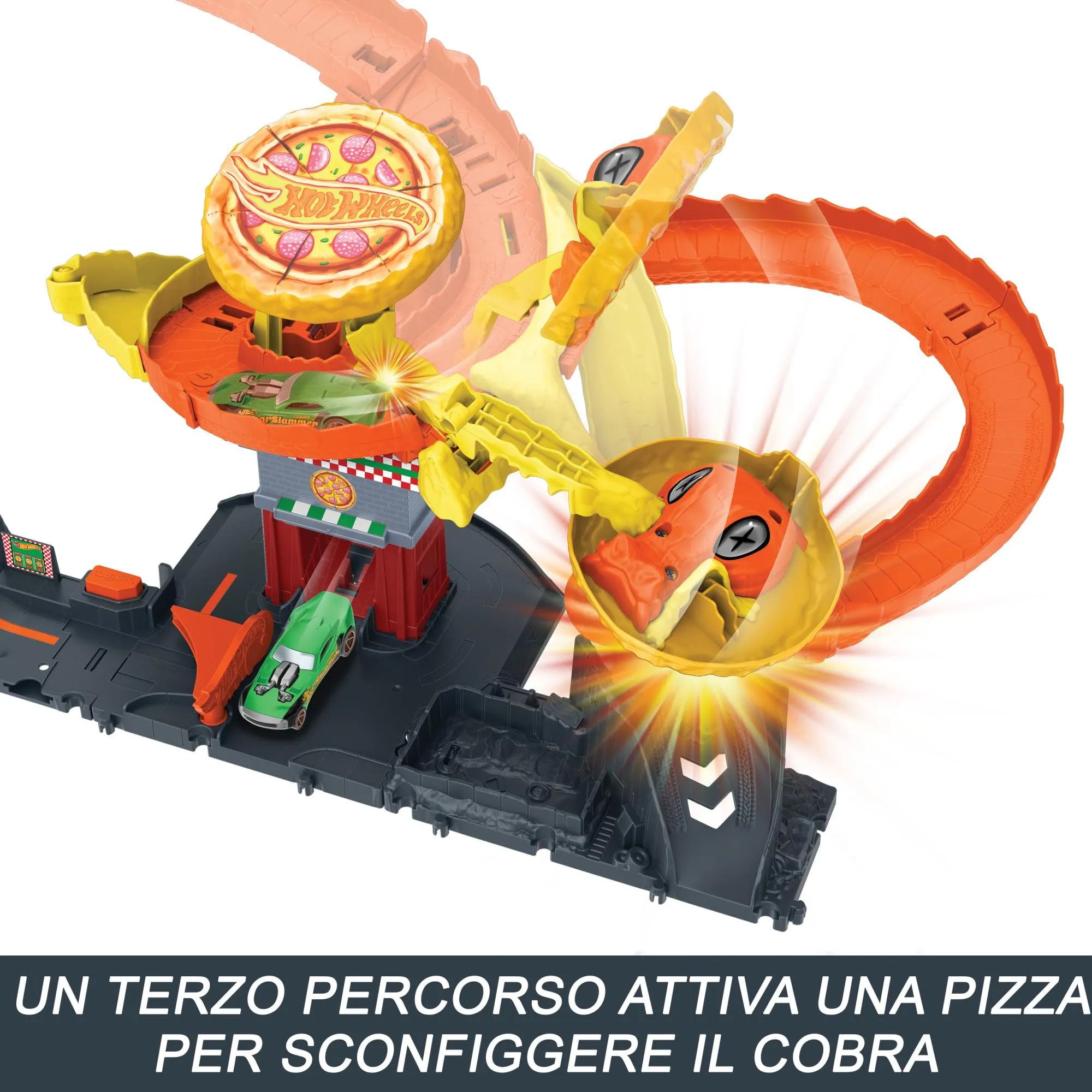 Hot Wheels City Attacco del Cobra in Pizzeria HTN81 con 1 macchinina - immagine 5