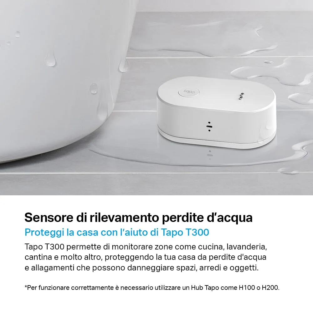 Tapo T300 Sensore Perdite d'Acqua Smart IP67 Allarme 90dB Hub Richiesto - immagine 2