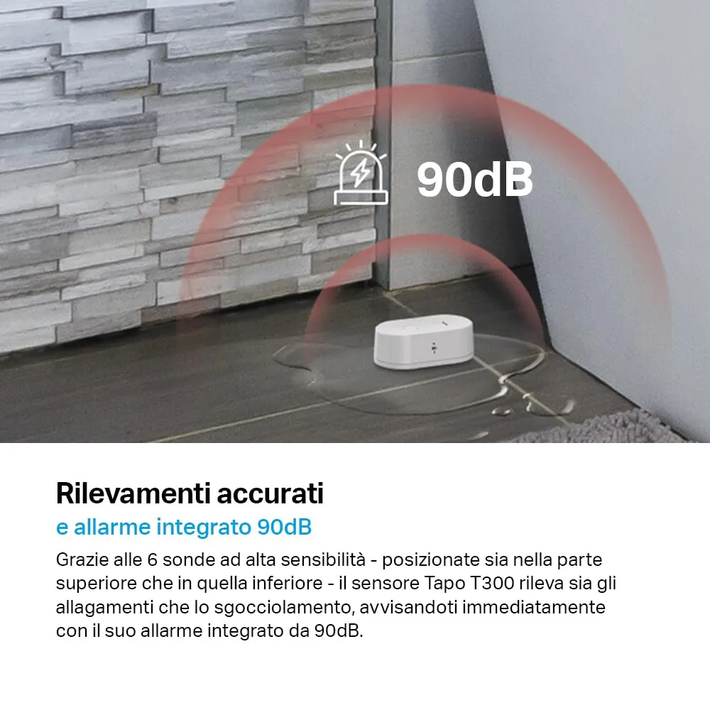 Tapo T300 Sensore Perdite d'Acqua Smart IP67 Allarme 90dB Hub Richiesto - immagine 3