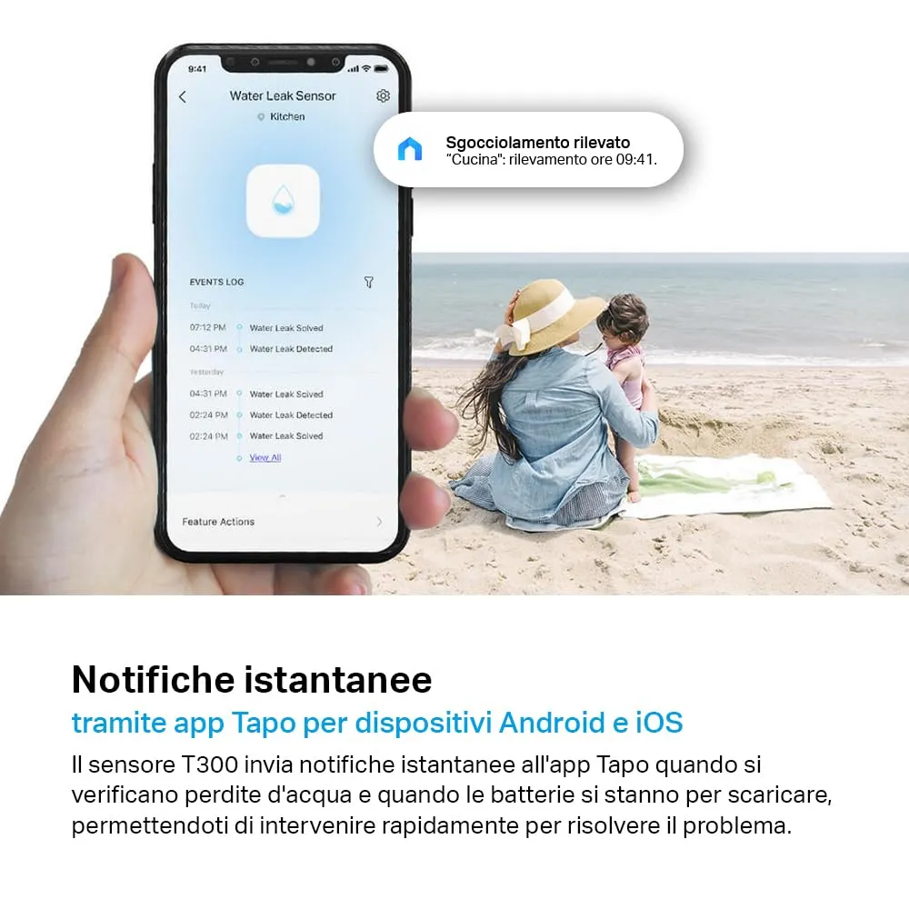 Tapo T300 Sensore Perdite d'Acqua Smart IP67 Allarme 90dB Hub Richiesto - immagine 5
