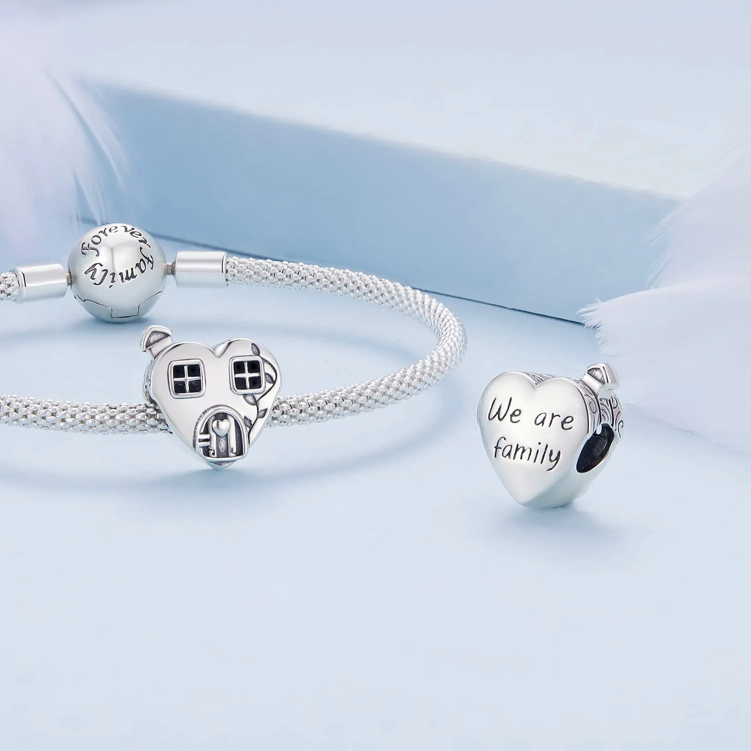 NINGAN 925 Argento Sterling Case d'amore Ciondolo per Bracciale e Collana - immagine 3