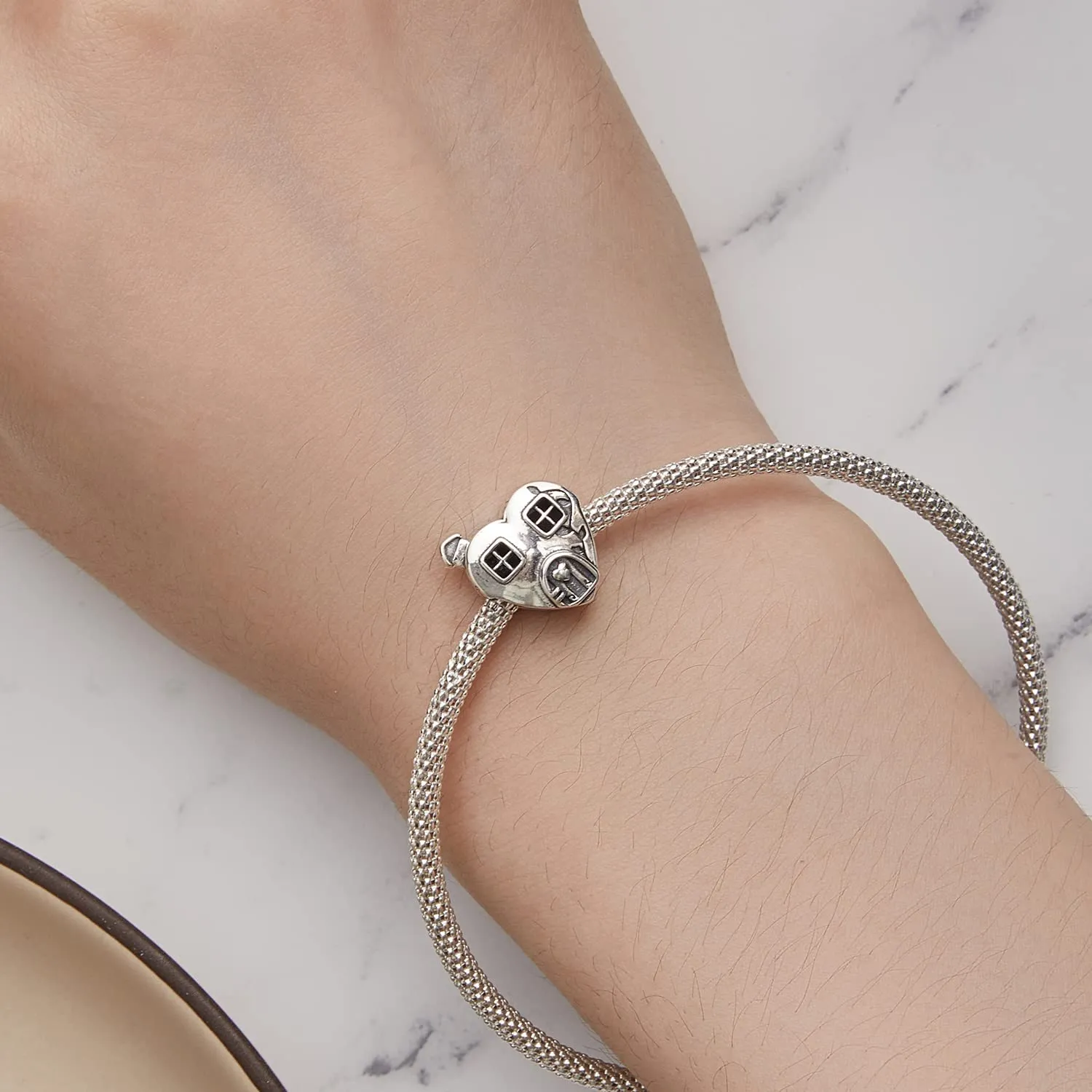 NINGAN 925 Argento Sterling Case d'amore Ciondolo per Bracciale e Collana - immagine 4