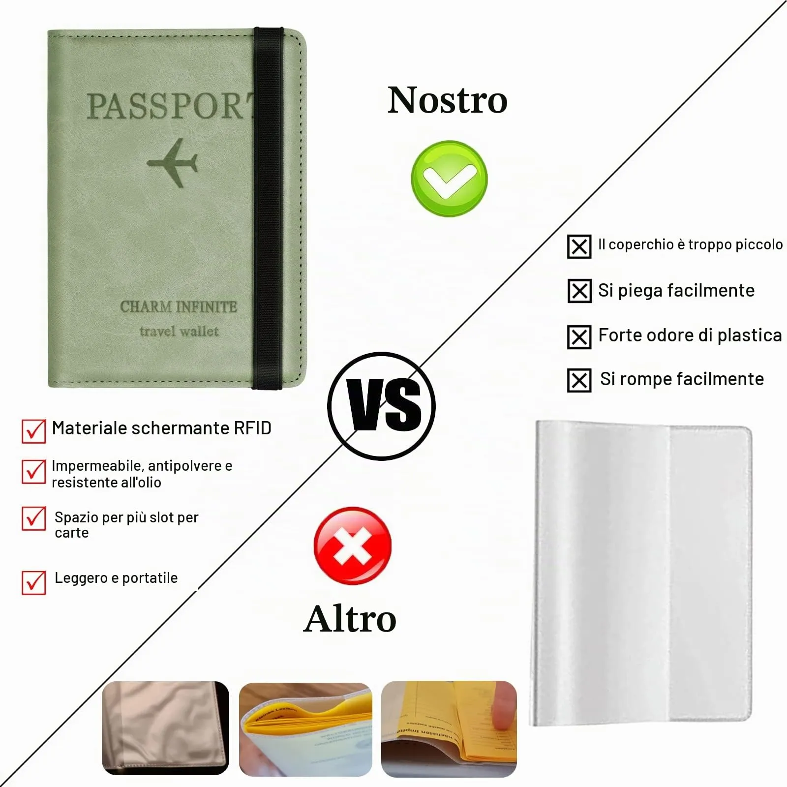 Toctax Custodia per Passaporto con Blocco RFID, Verde - immagine 2