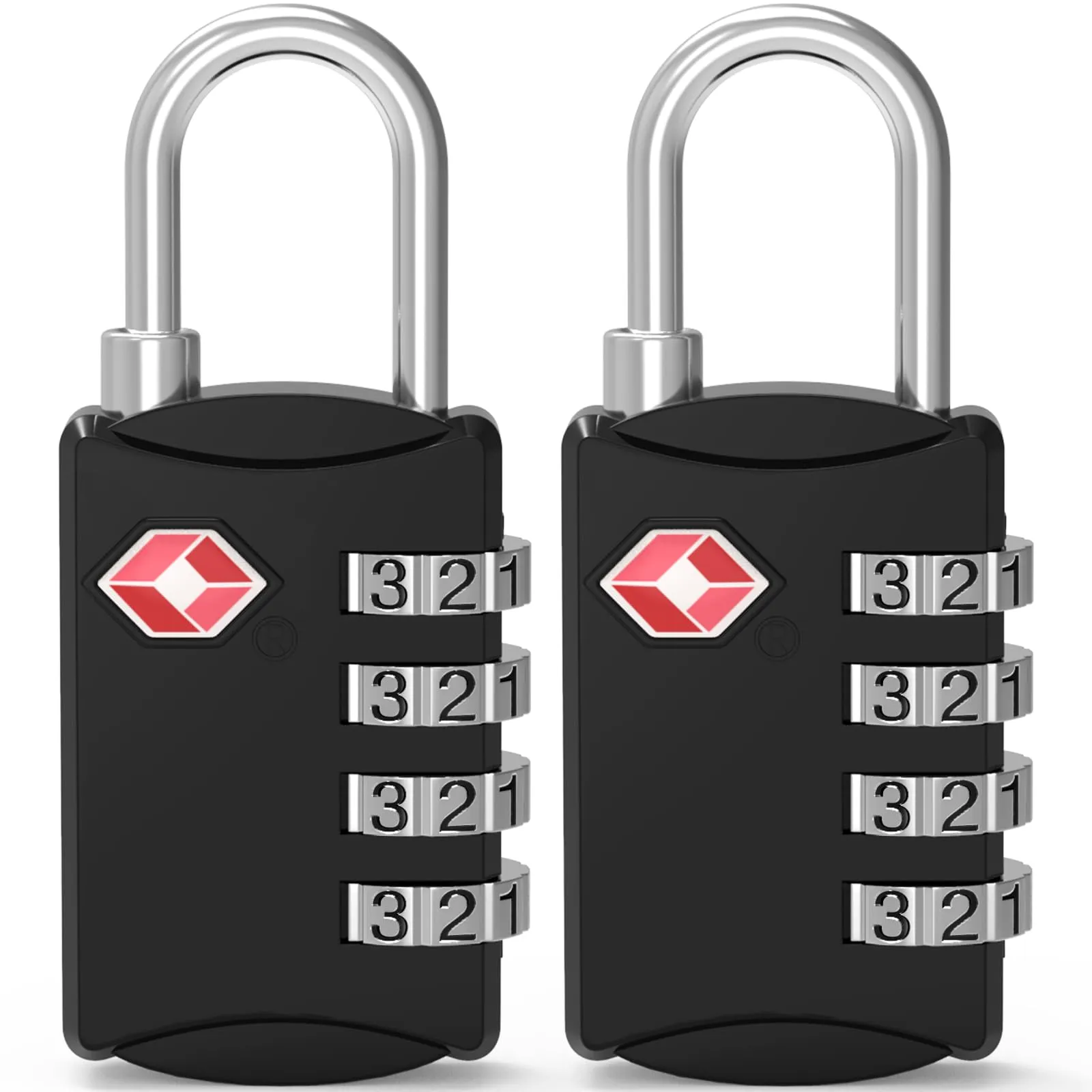Diyife Lucchetto Valigia TSA, Combinazione a 4 Cifre, 2 Pezzi, Nero - immagine 1