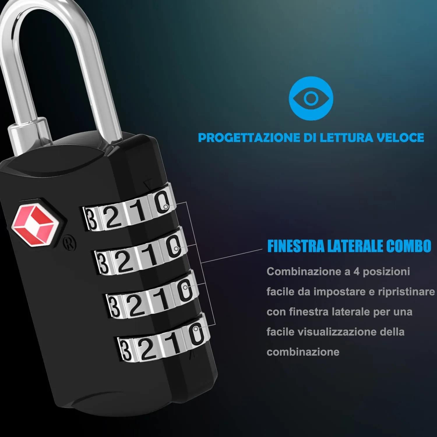 Diyife Lucchetto Valigia TSA, Combinazione a 4 Cifre, 2 Pezzi, Nero - immagine 3