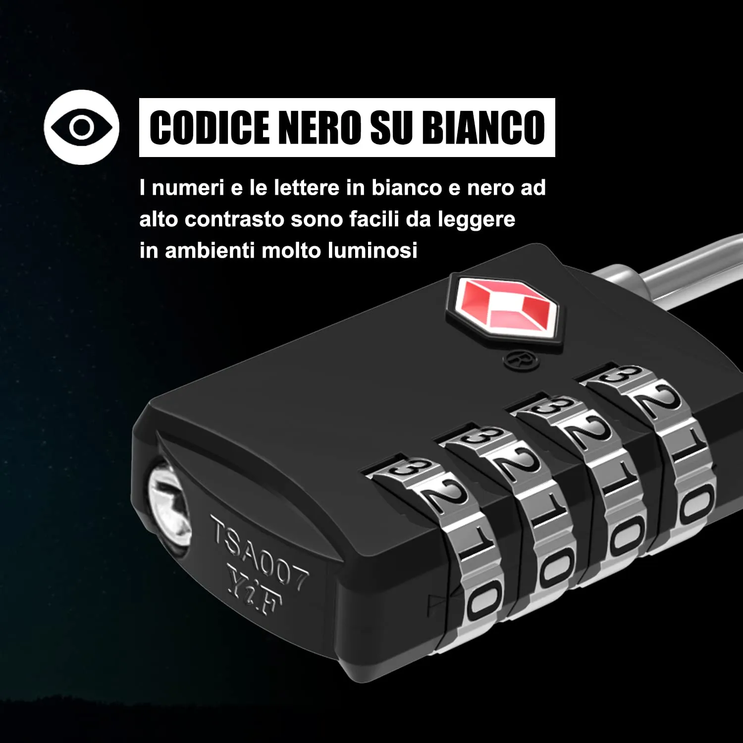 Diyife Lucchetto Valigia TSA, Combinazione a 4 Cifre, 2 Pezzi, Nero - immagine 4