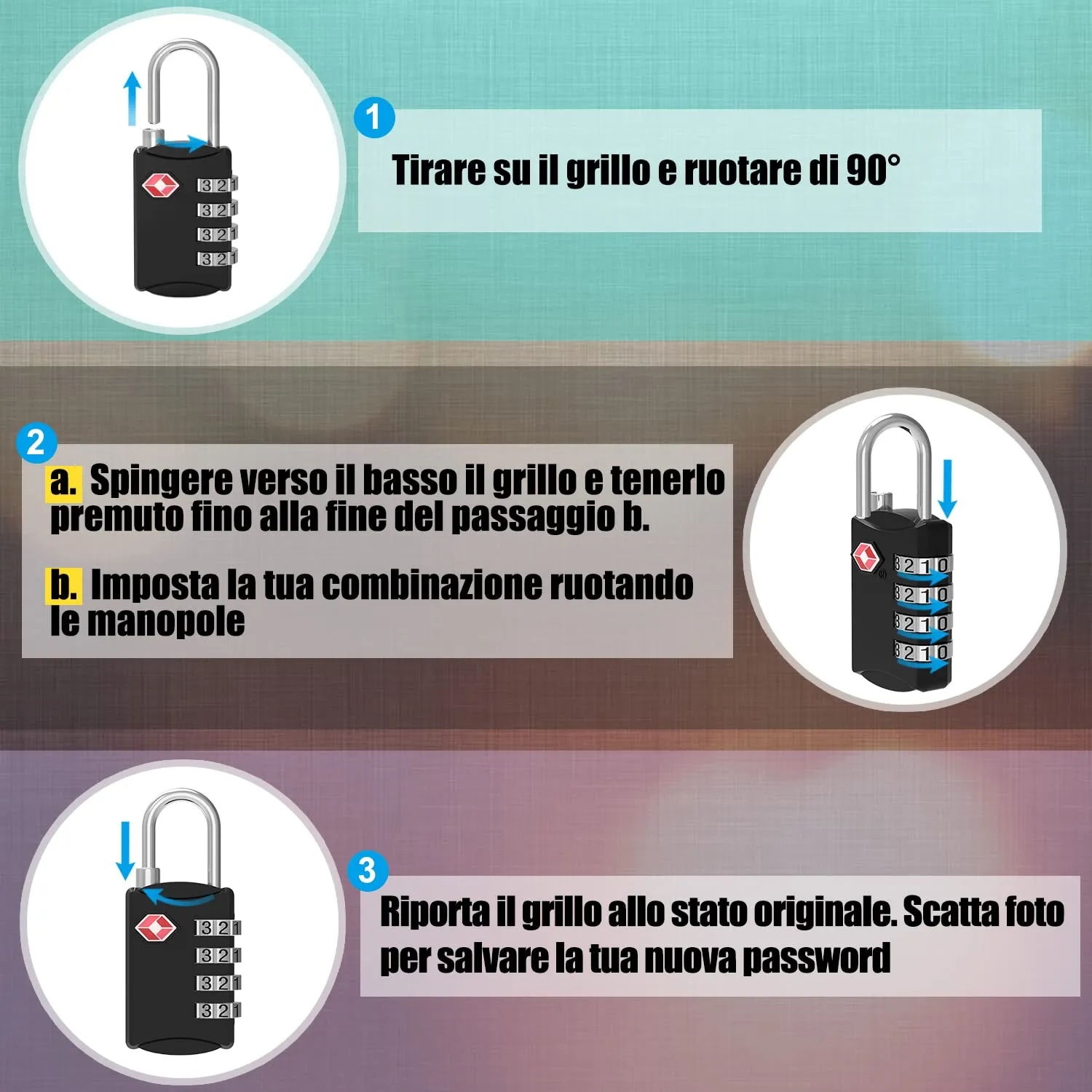 Diyife Lucchetto Valigia TSA, Combinazione a 4 Cifre, 2 Pezzi, Nero - immagine 6