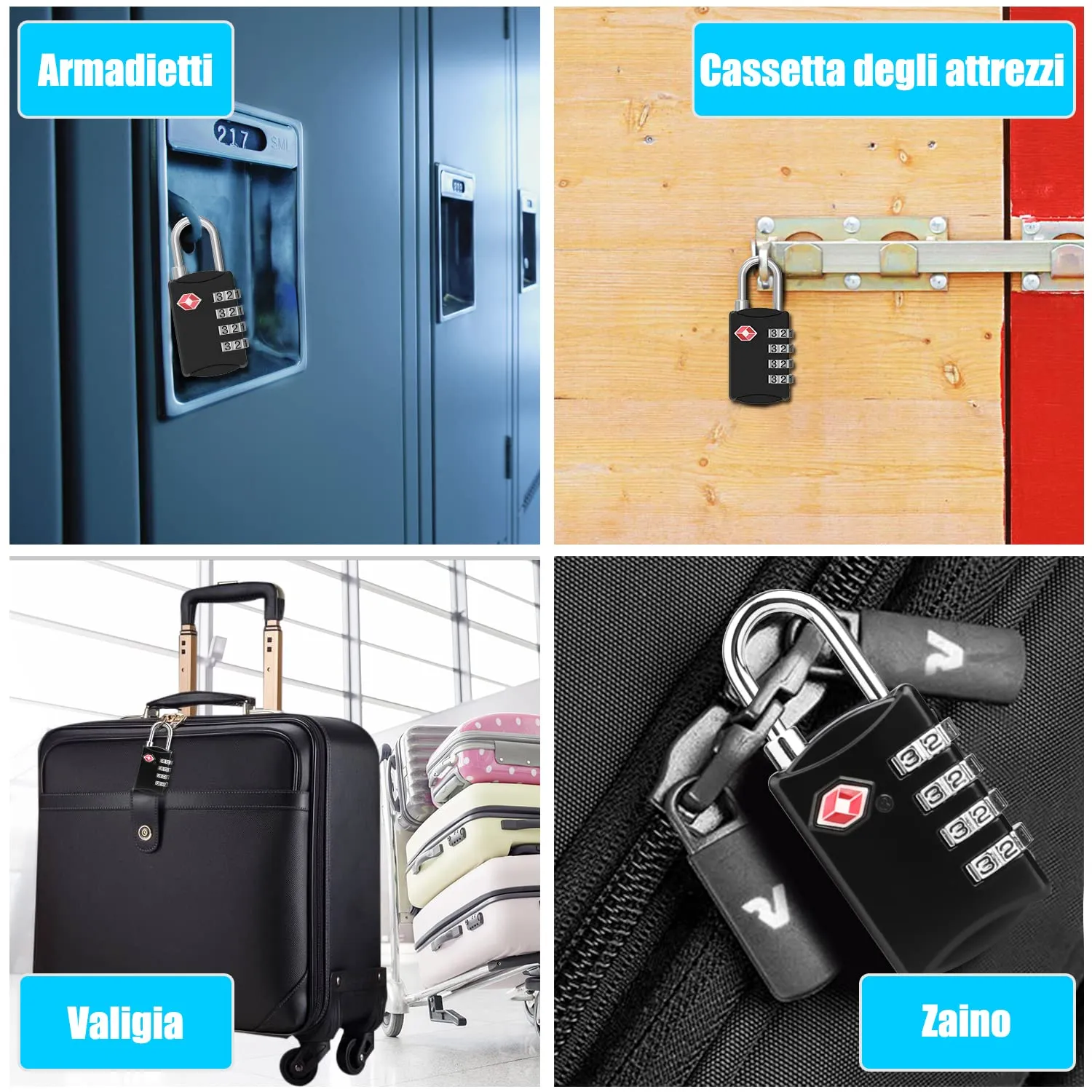 Diyife Lucchetto Valigia TSA, Combinazione a 4 Cifre, 2 Pezzi, Nero - immagine 7