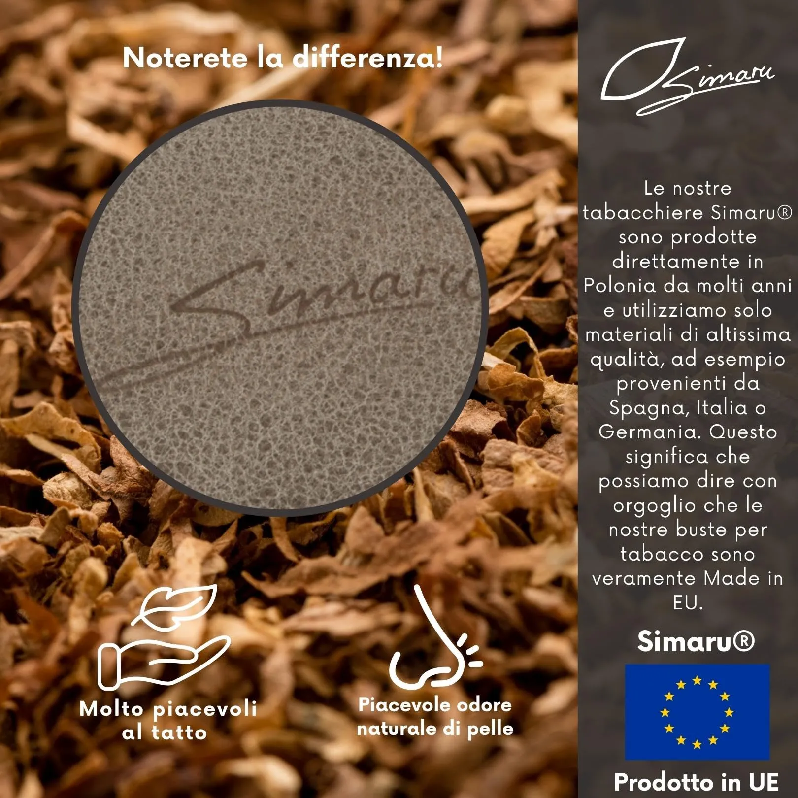 Simaru Astuccio Porta Tabacco in Vera Pelle con Scomparti per Cartine, Filtri e Accendino - Grigio Chiaro - immagine 4