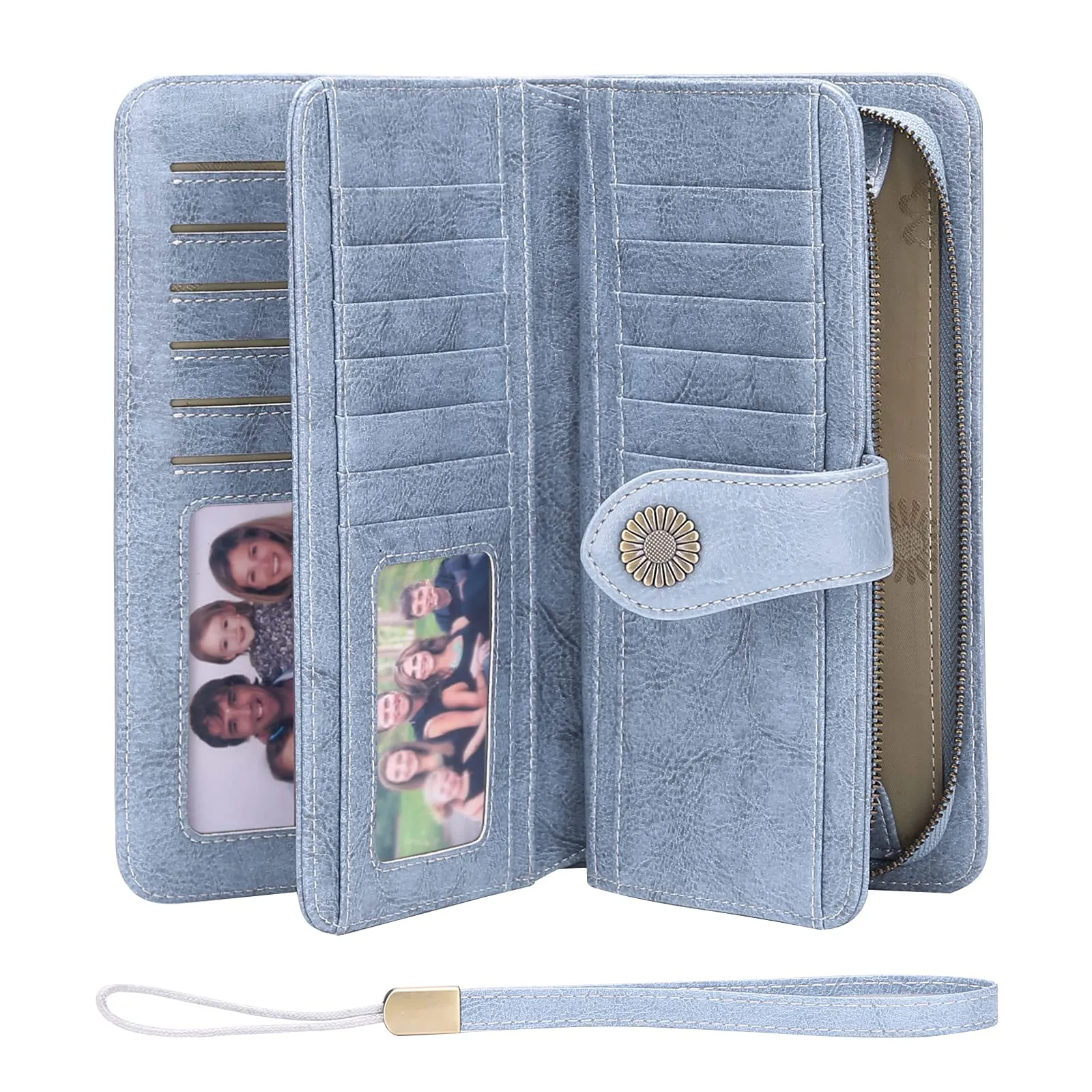 SENDEFN Portafoglio Donna in Pelle con Blocco RFID, Portamonete con Cerniera e 24 Slot per Carte - immagine 1