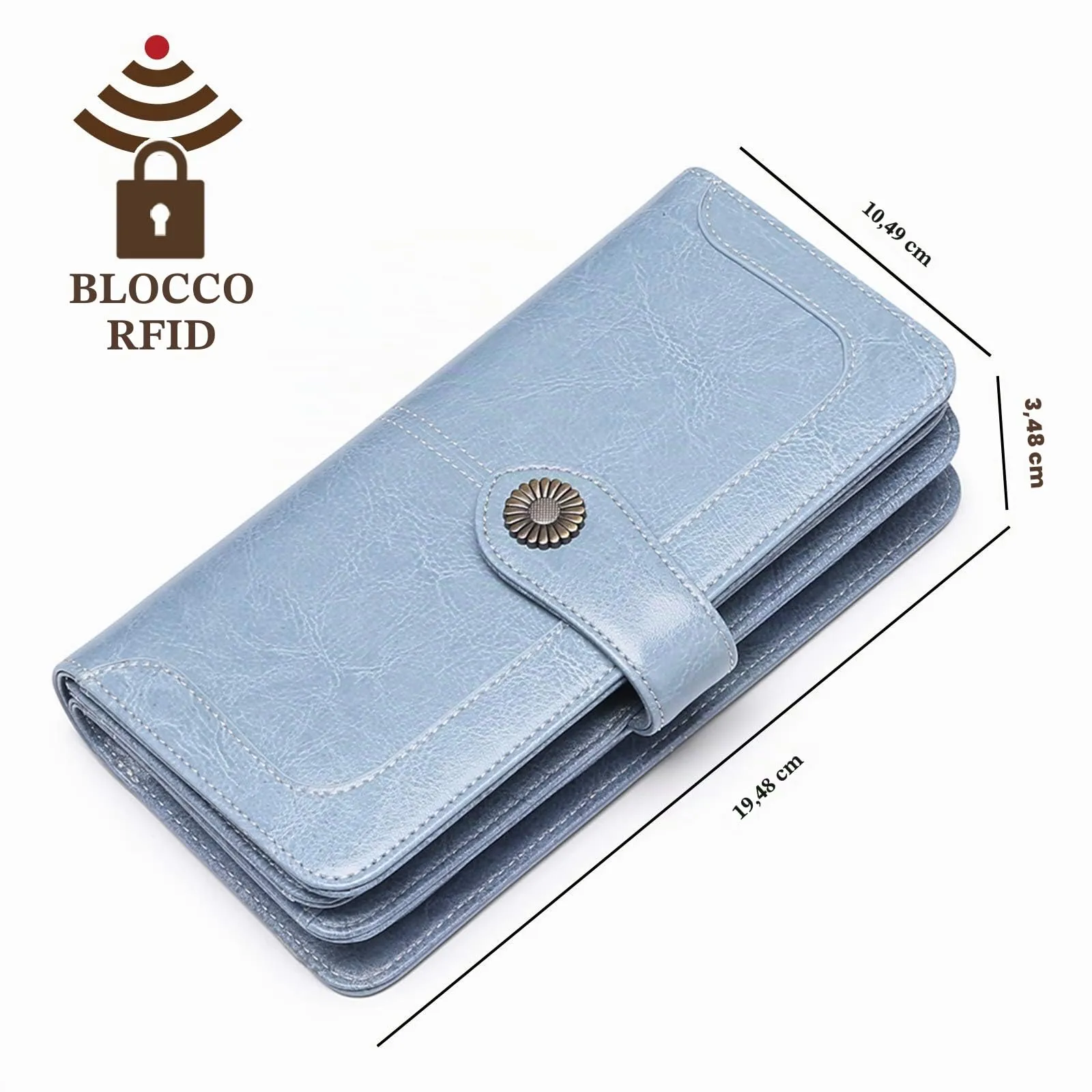 SENDEFN Portafoglio Donna in Pelle con Blocco RFID, Portamonete con Cerniera e 24 Slot per Carte - immagine 3