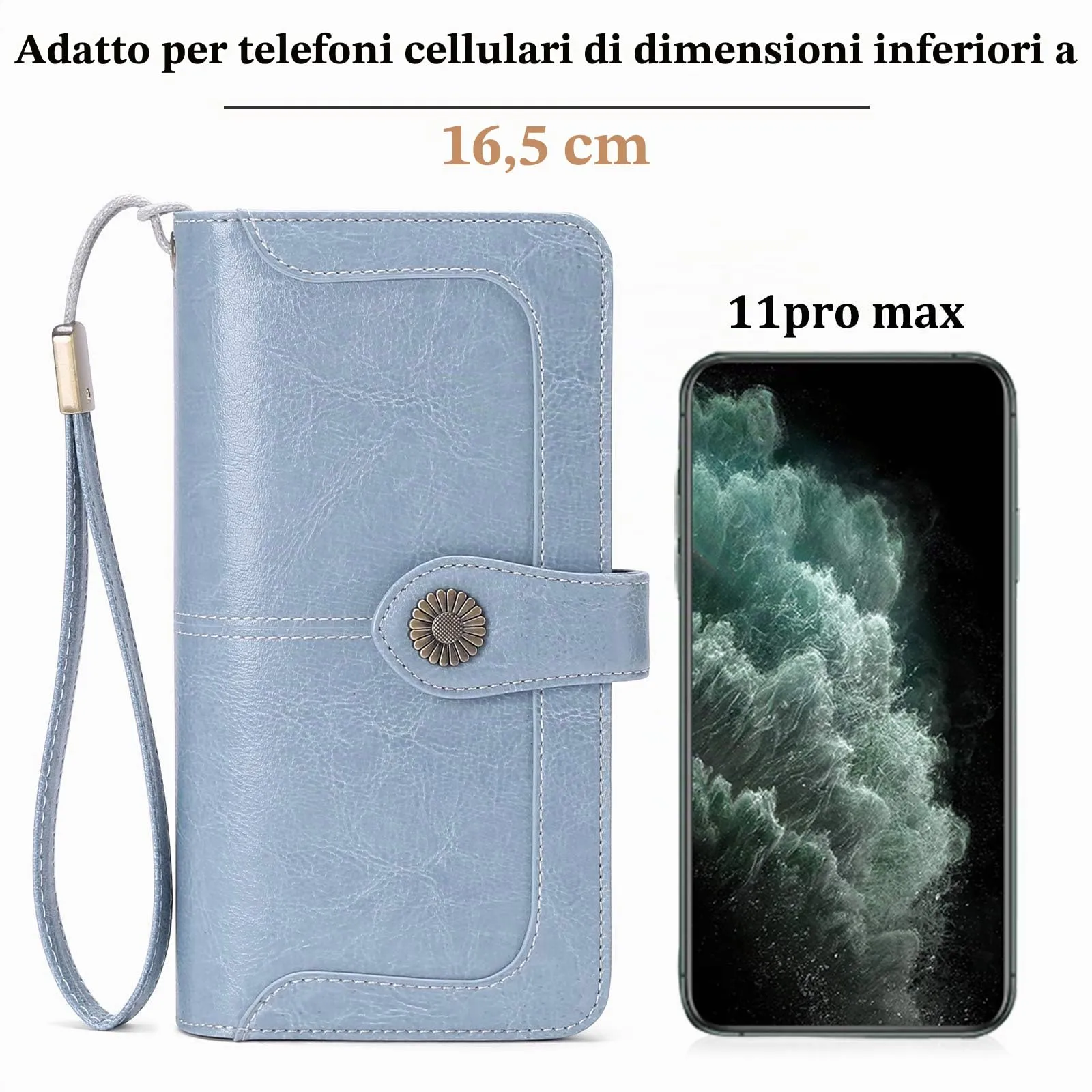 SENDEFN Portafoglio Donna in Pelle con Blocco RFID, Portamonete con Cerniera e 24 Slot per Carte - immagine 4