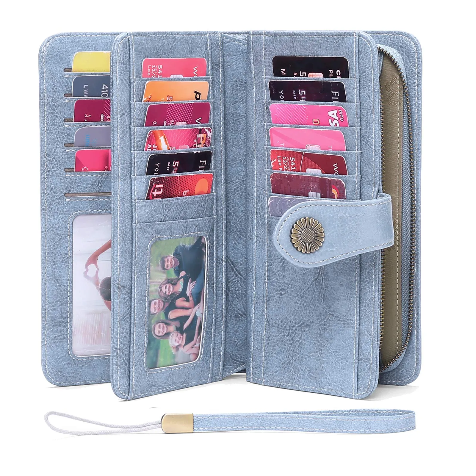 SENDEFN Portafoglio Donna in Pelle con Blocco RFID, Portamonete con Cerniera e 24 Slot per Carte - immagine 5