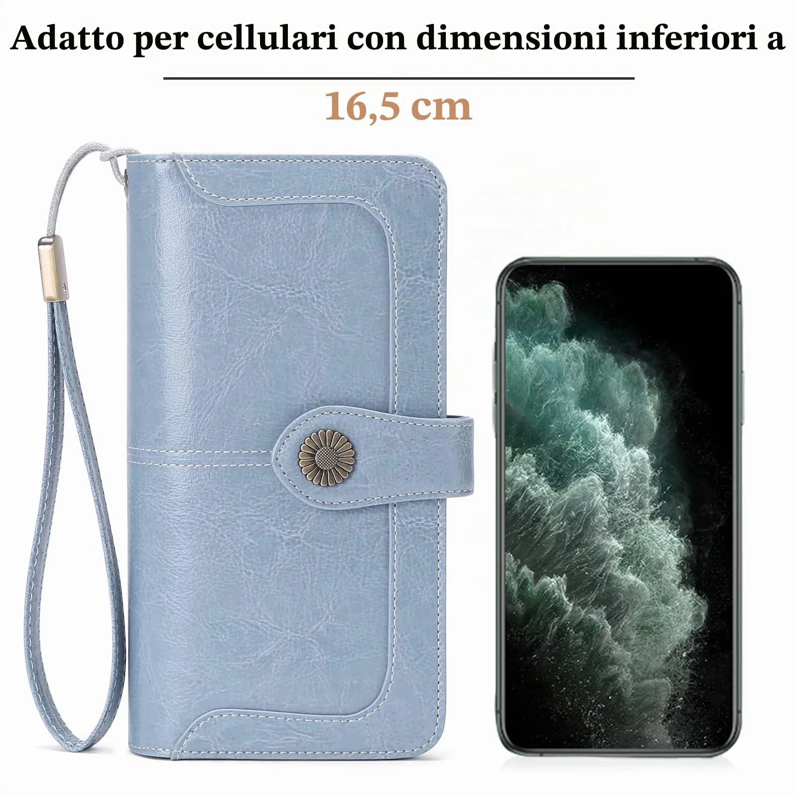 SENDEFN Portafoglio Donna in Pelle con Blocco RFID, Portamonete con Cerniera e 24 Slot per Carte - immagine 7