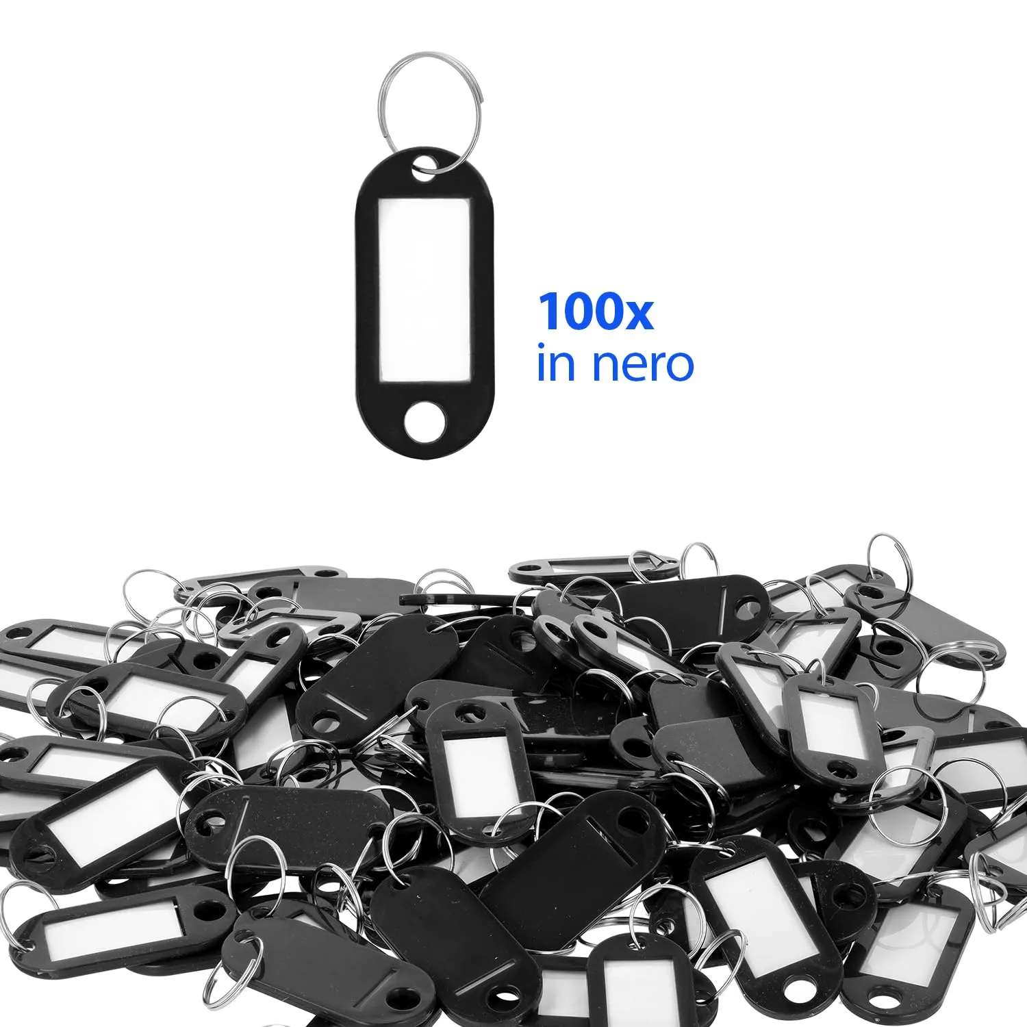 Westcott Portachiavi con etichette intercambiabili, 100 pezzi, Nero, E-10650 00 - immagine 2