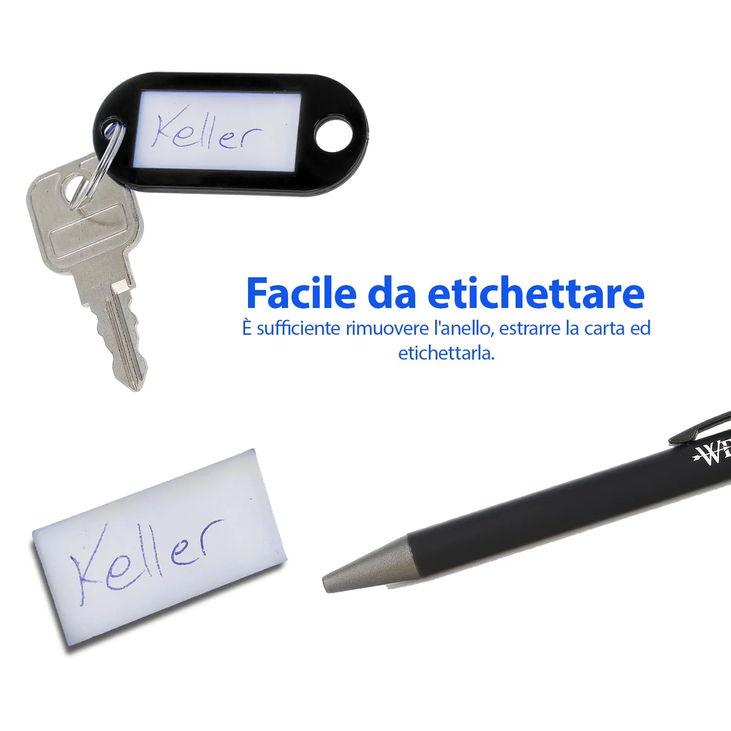 Westcott Portachiavi con etichette intercambiabili, 100 pezzi, Nero, E-10650 00 - immagine 4