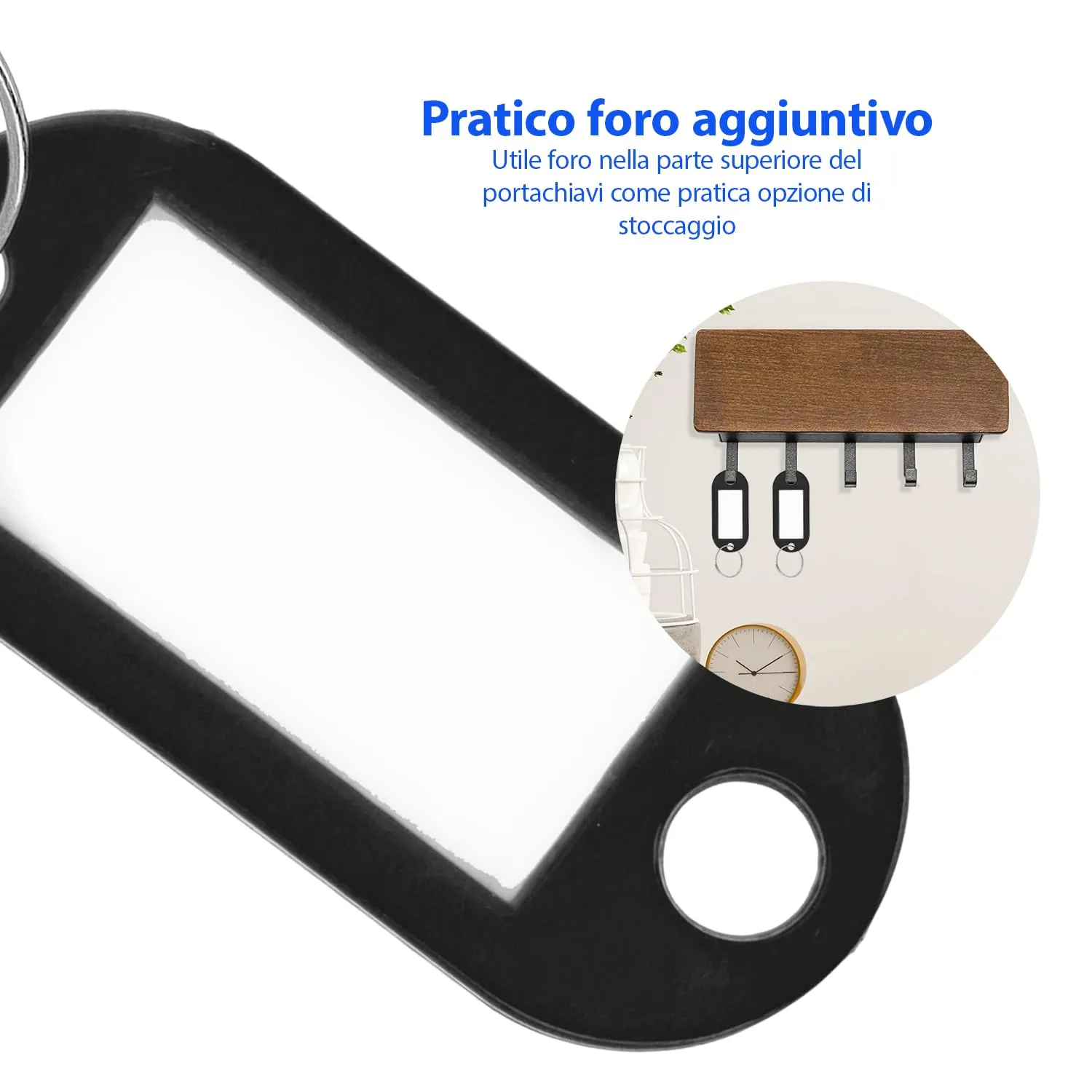 Westcott Portachiavi con etichette intercambiabili, 100 pezzi, Nero, E-10650 00 - immagine 5