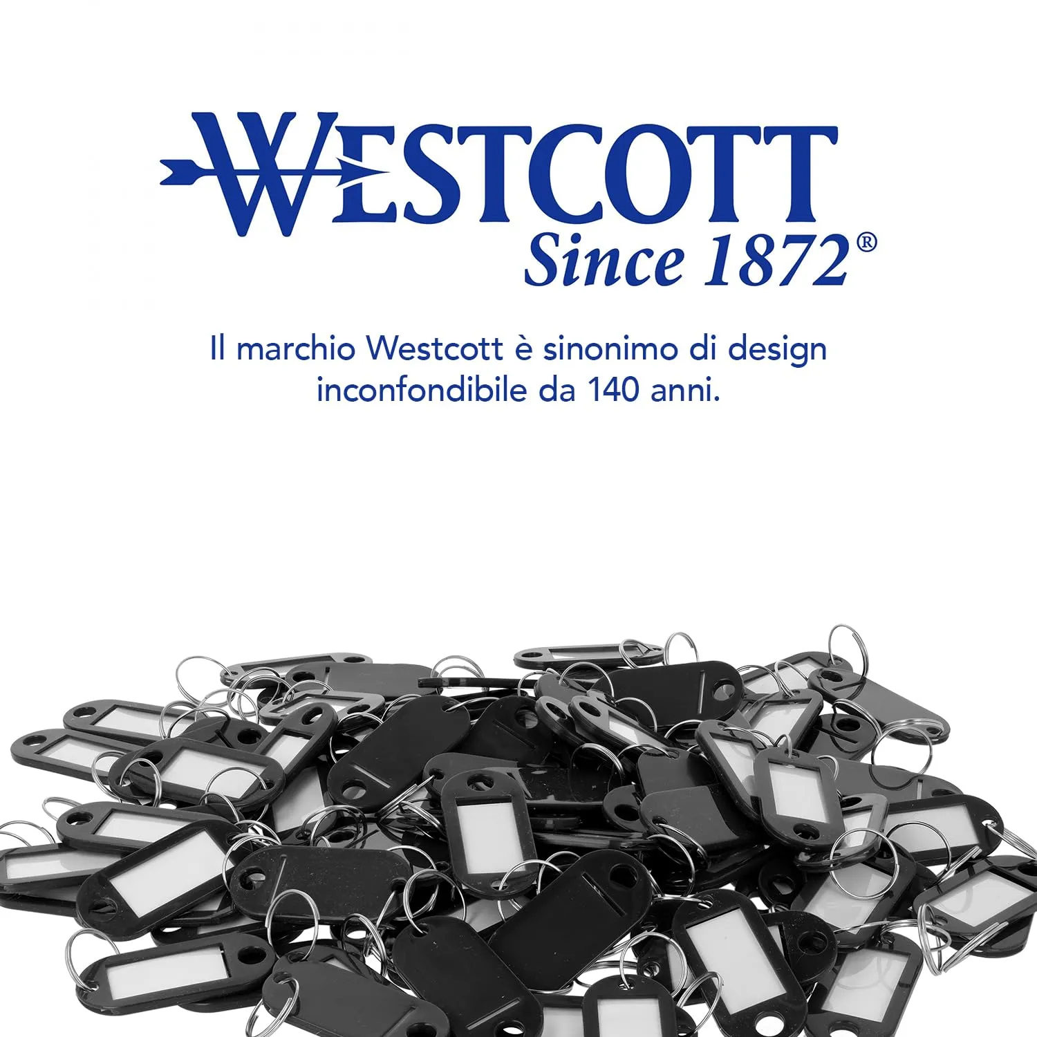 Westcott Portachiavi con etichette intercambiabili, 100 pezzi, Nero, E-10650 00 - immagine 6