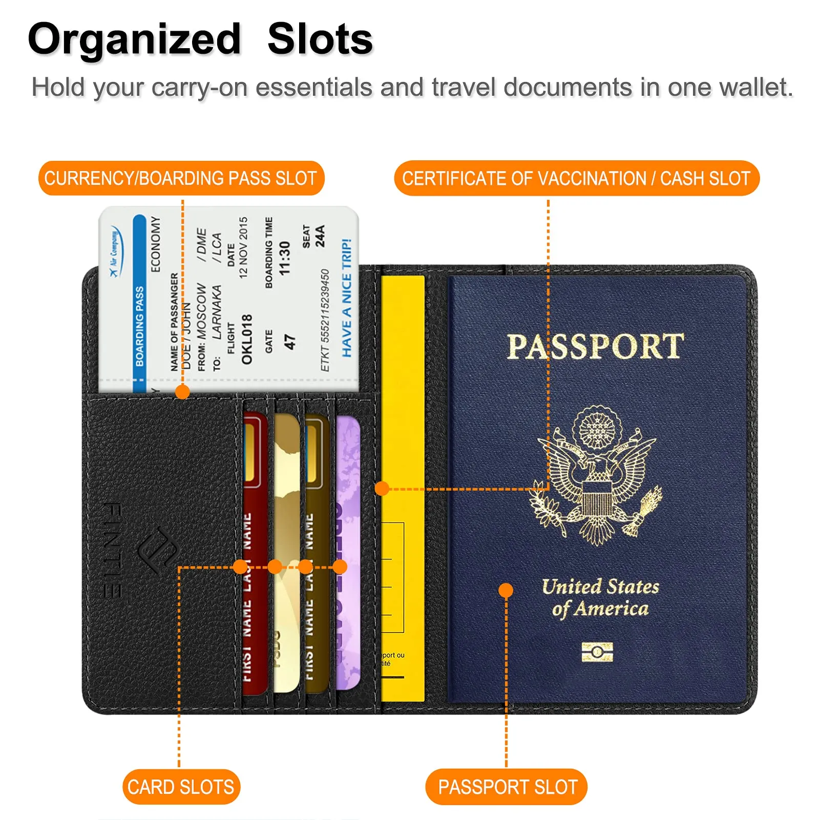 FINTIE Porta Passaporto in Pelle Sintetica con Protezione RFID - Nero - immagine 4
