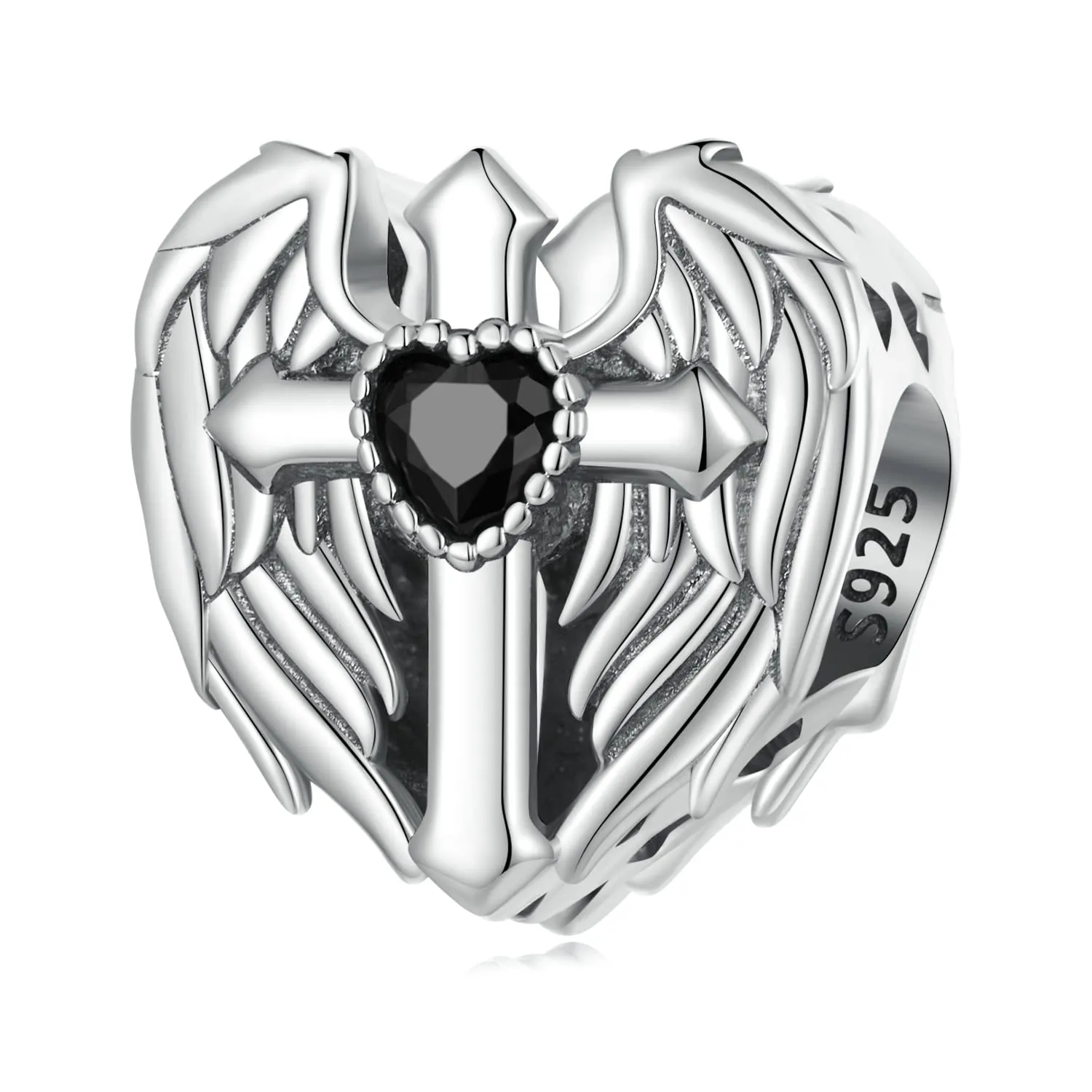 NINGAN Croce in Argento 925 con Zirconi Ciondolo Religioso Per Braccialetti e Collane - immagine 1