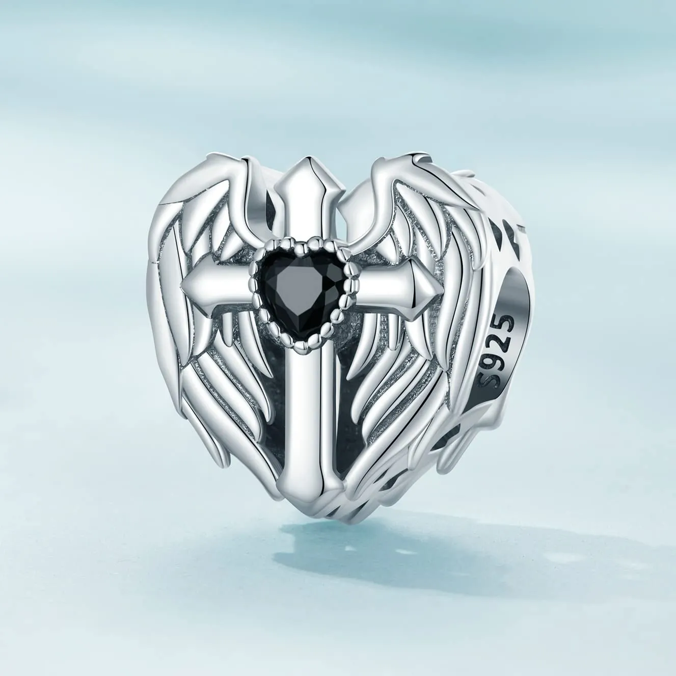 NINGAN Croce in Argento 925 con Zirconi Ciondolo Religioso Per Braccialetti e Collane - immagine 2