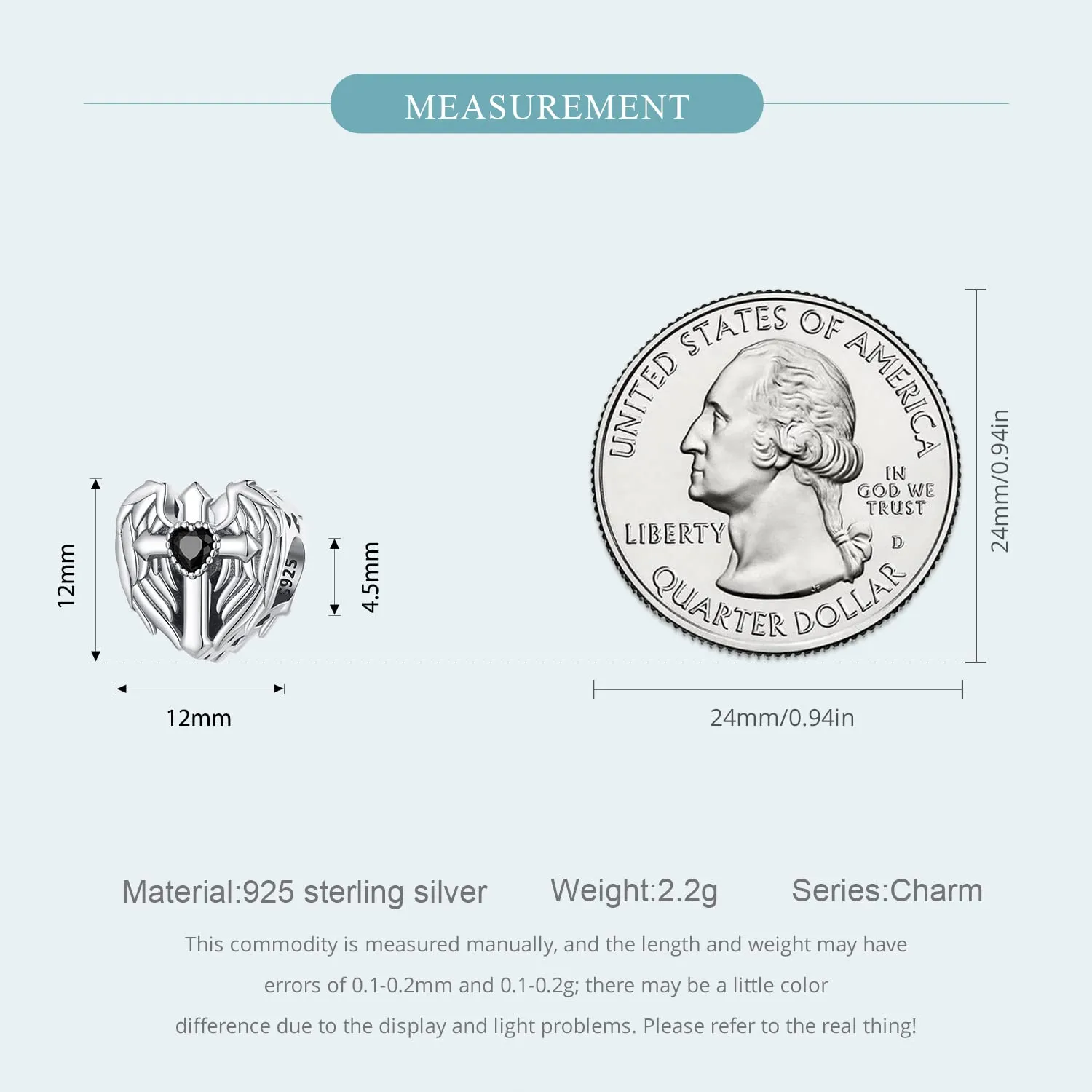NINGAN Croce in Argento 925 con Zirconi Ciondolo Religioso Per Braccialetti e Collane - immagine 6
