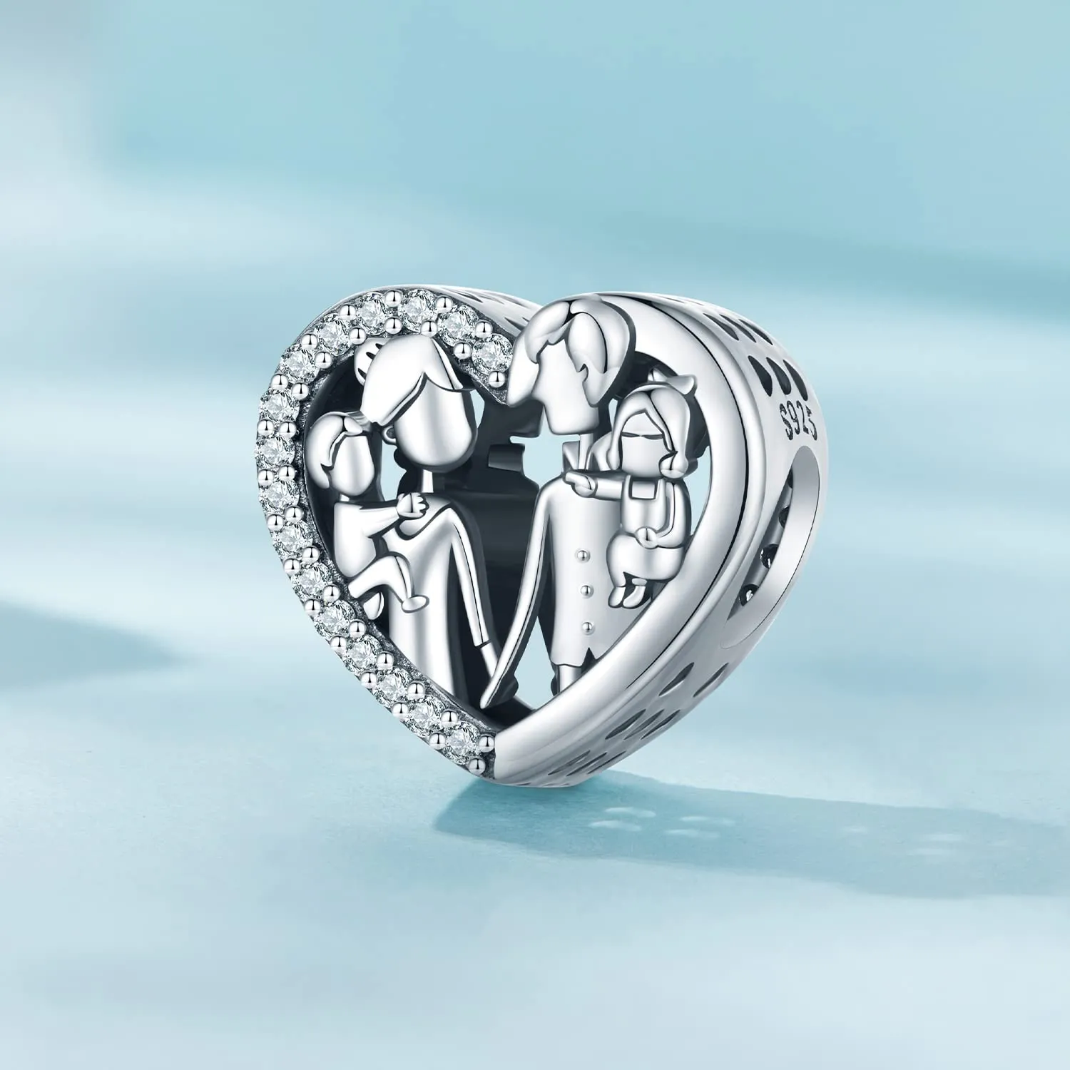 NINGAN Perle di famiglia in argento sterling 925 a forma di cuore per collana e braccialetto da donna - immagine 2