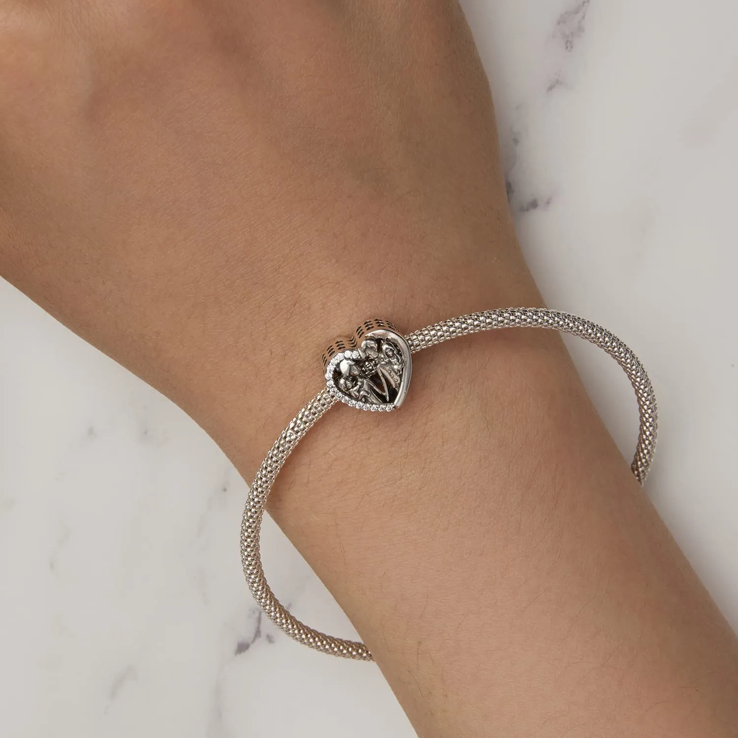 NINGAN Perle di famiglia in argento sterling 925 a forma di cuore per collana e braccialetto da donna - immagine 5