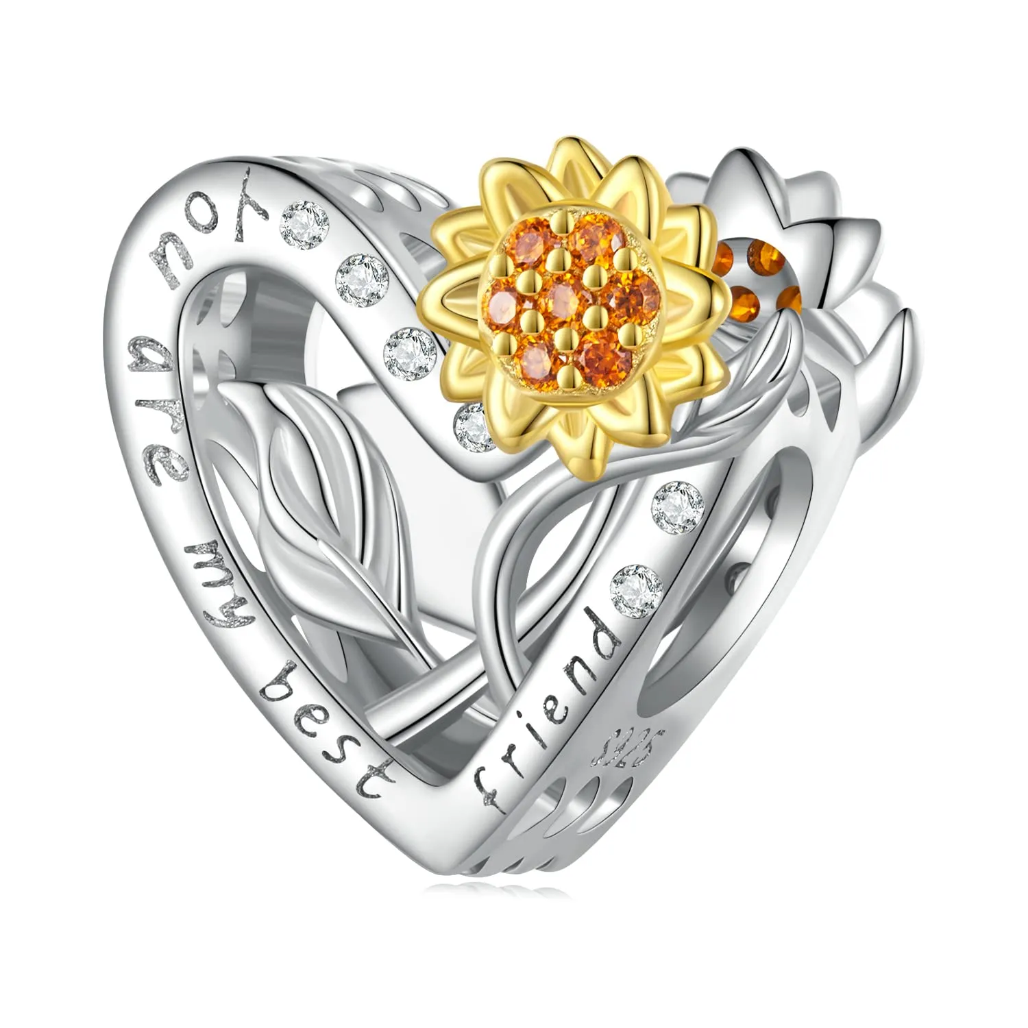 NINGAN Ciondolo Cuore Girasole in Argento Sterling 925 - immagine 1