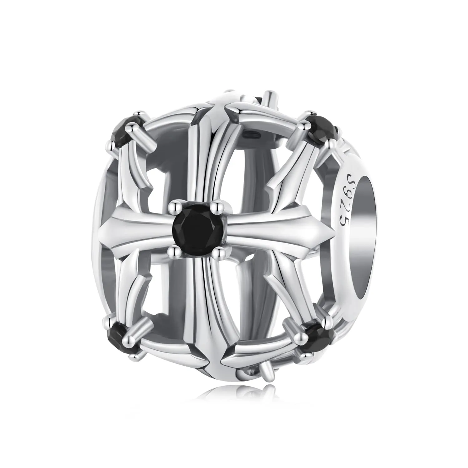 NINGAN Ciondolo Crocifissione in Argento Sterling 925 Openwork per Bracciale e Collana - immagine 1