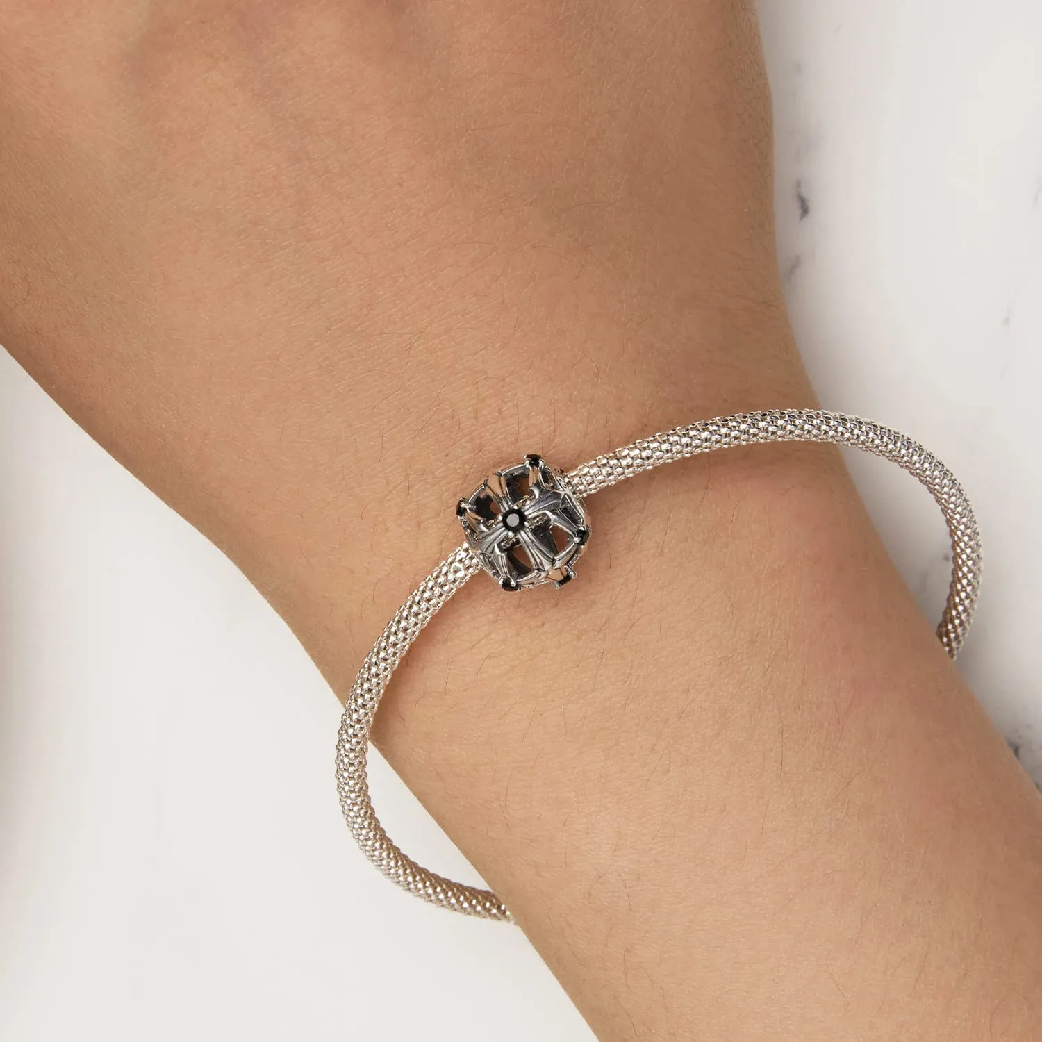 NINGAN Ciondolo Crocifissione in Argento Sterling 925 Openwork per Bracciale e Collana - immagine 4