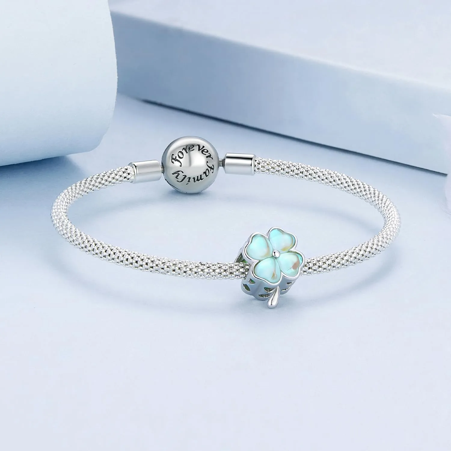 NINGAN Quattro Foglie Grass Beads Bracciale in Argento Sterling 925 per Donne - immagine 4