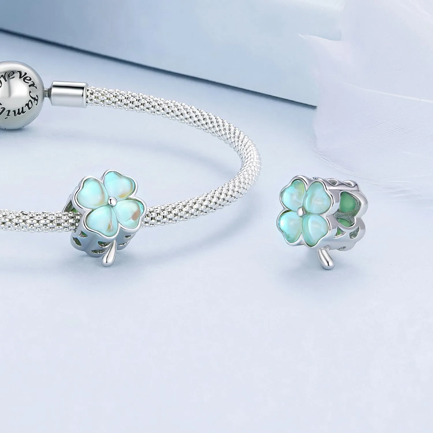 NINGAN Quattro Foglie Grass Beads Bracciale in Argento Sterling 925 per Donne - immagine 6