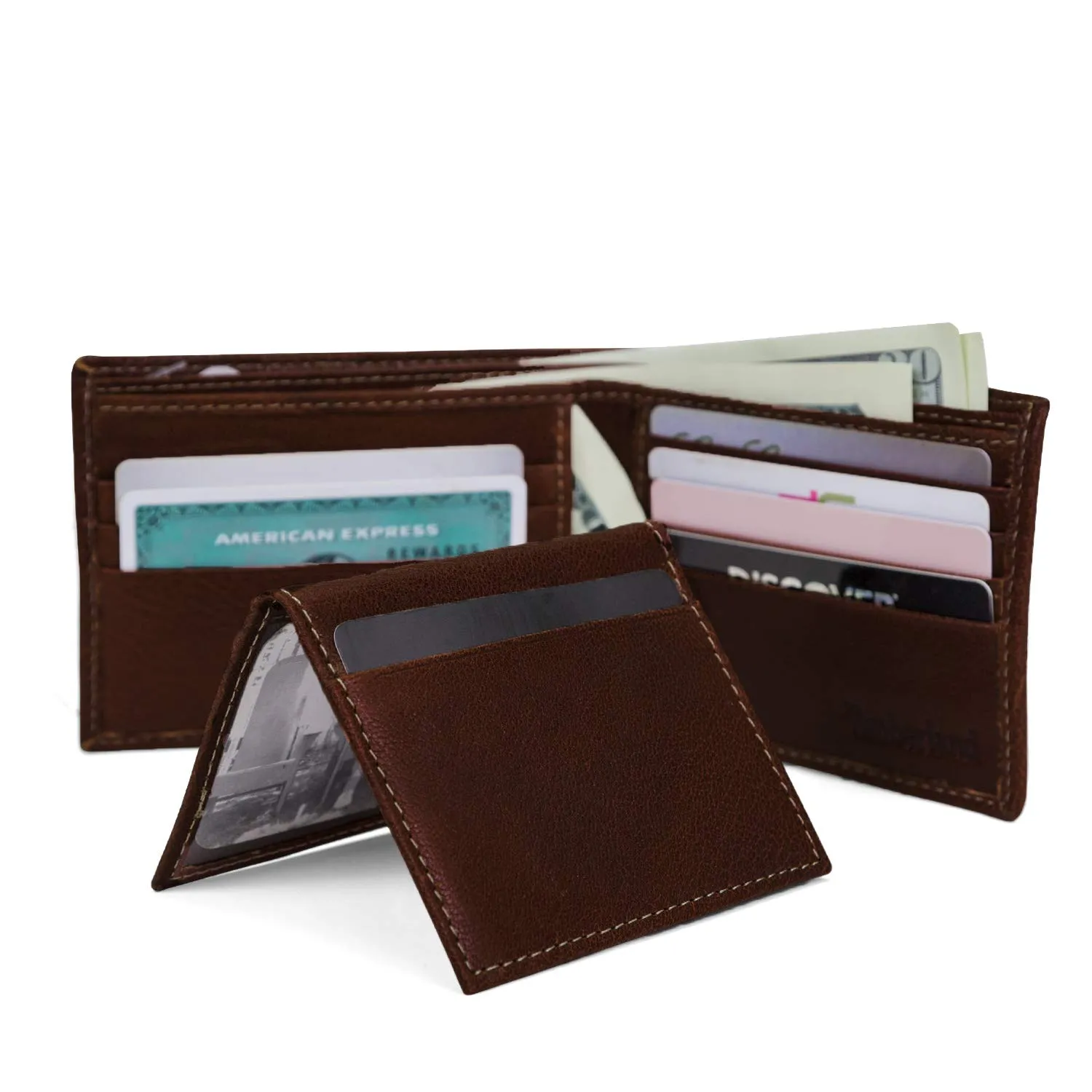 Timberland Men's Leather RFID Blocking Passcase Security Wallet, Dark Brown, One Size - immagine 4