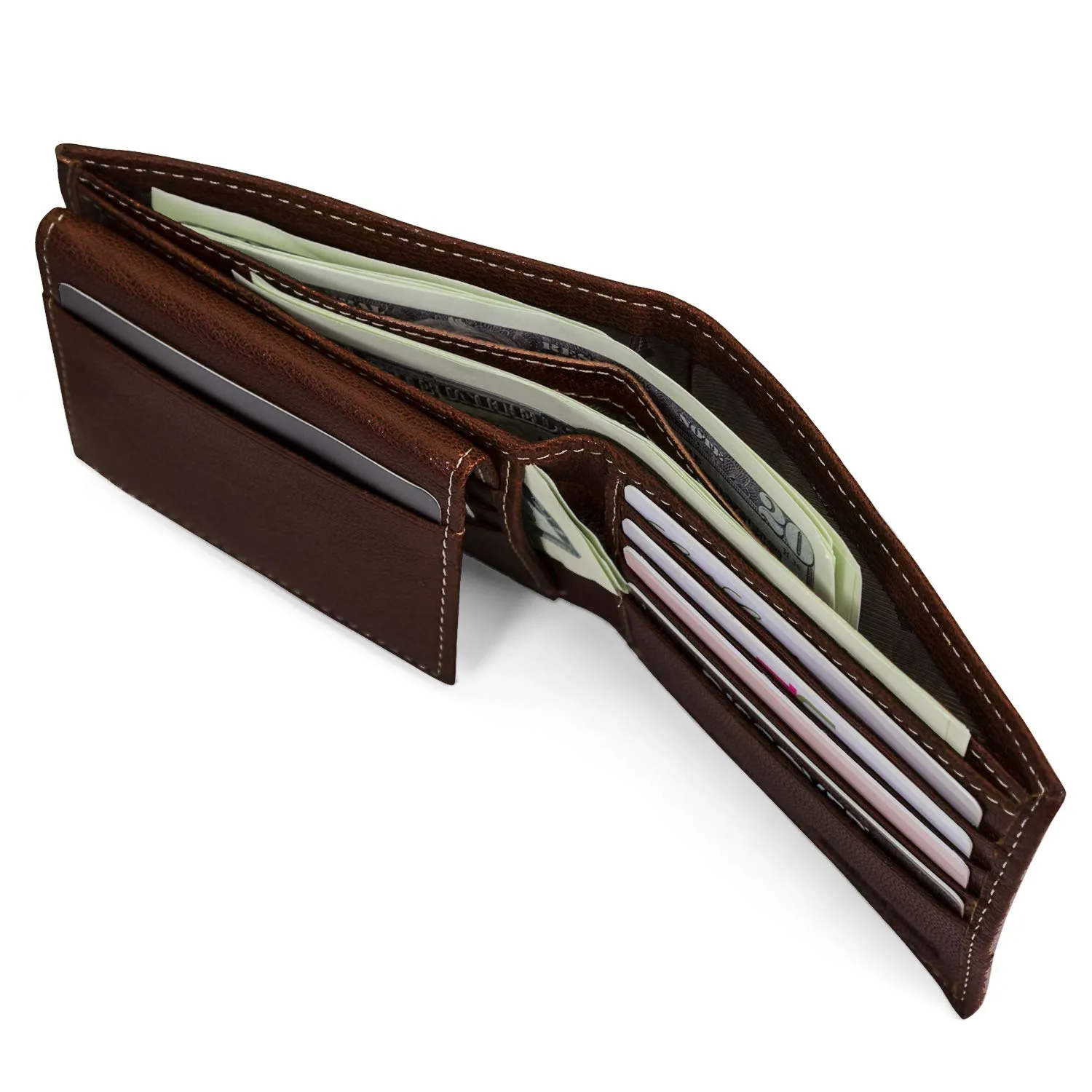 Timberland Men's Leather RFID Blocking Passcase Security Wallet, Dark Brown, One Size - immagine 5