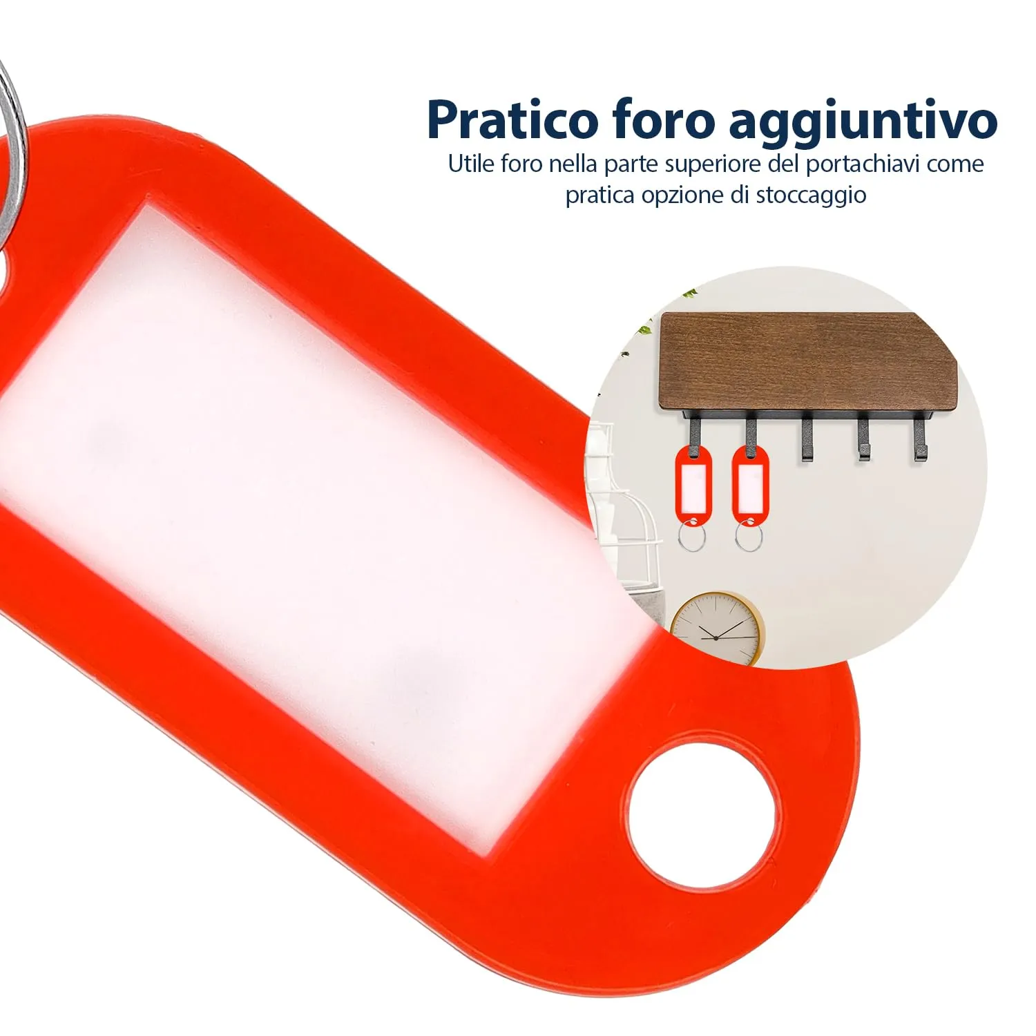 Westcott Portachiavi con etichette intercambiabili e anello metallico, 100 pezzi, rosso, E-10651 00 - immagine 5