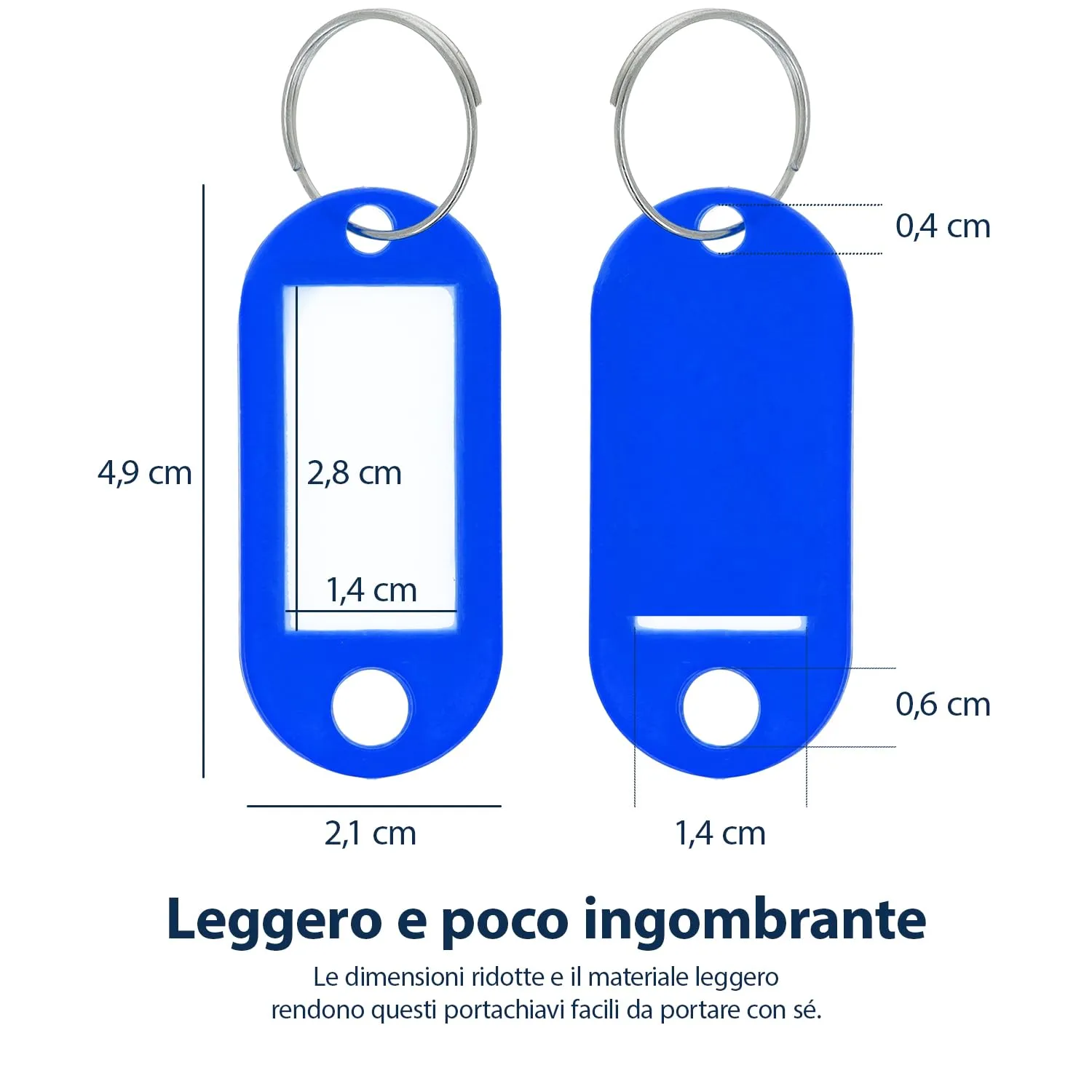 Westcott Portachiavi con etichette intercambiabili e anello metallico, 100 pezzi, blu, E-10652 00 - immagine 3