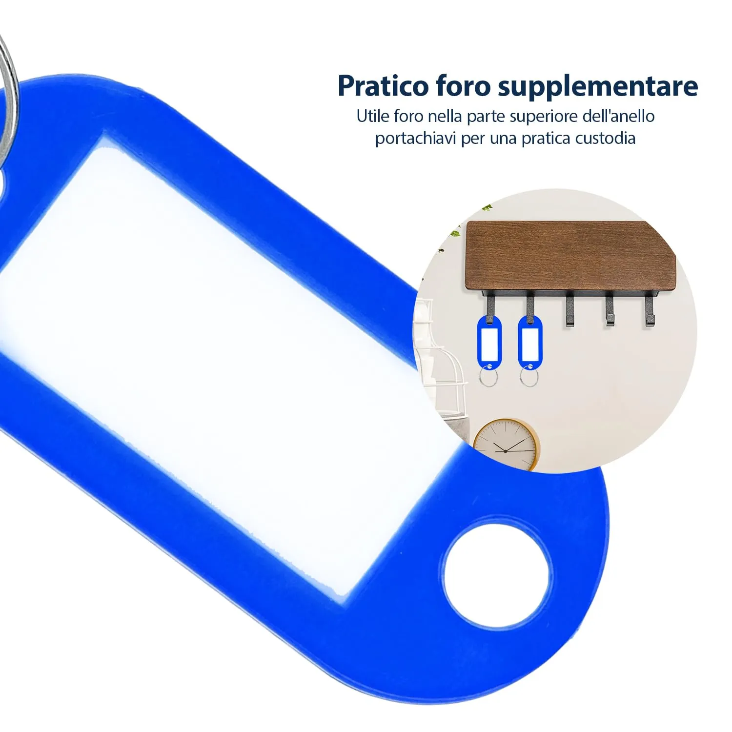 Westcott Portachiavi con etichette intercambiabili e anello metallico, 100 pezzi, blu, E-10652 00 - immagine 5